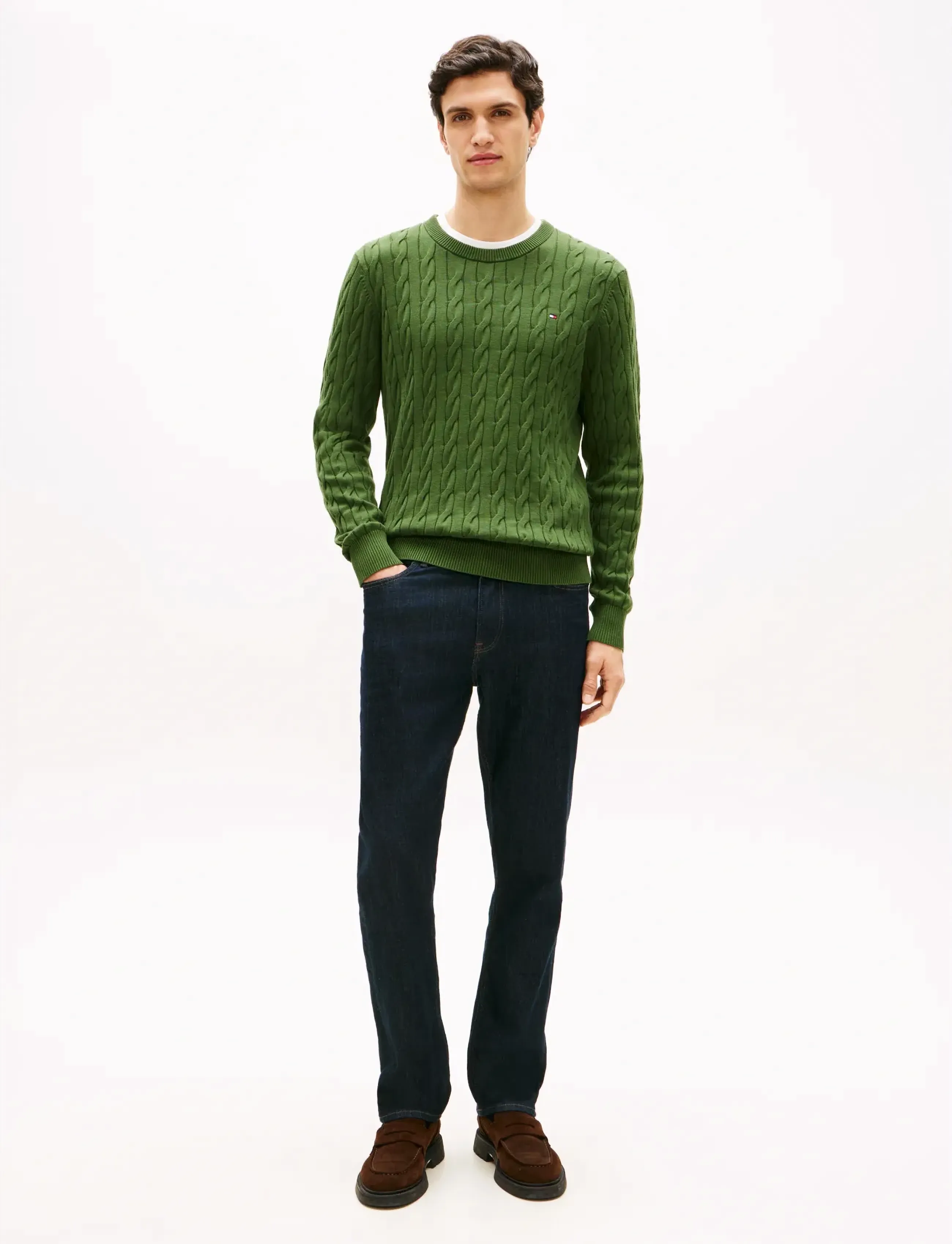 Tommy Hilfiger - CLASSIC COTTON CABLE CREW NECK - knitted round necks - mountain pine - 3