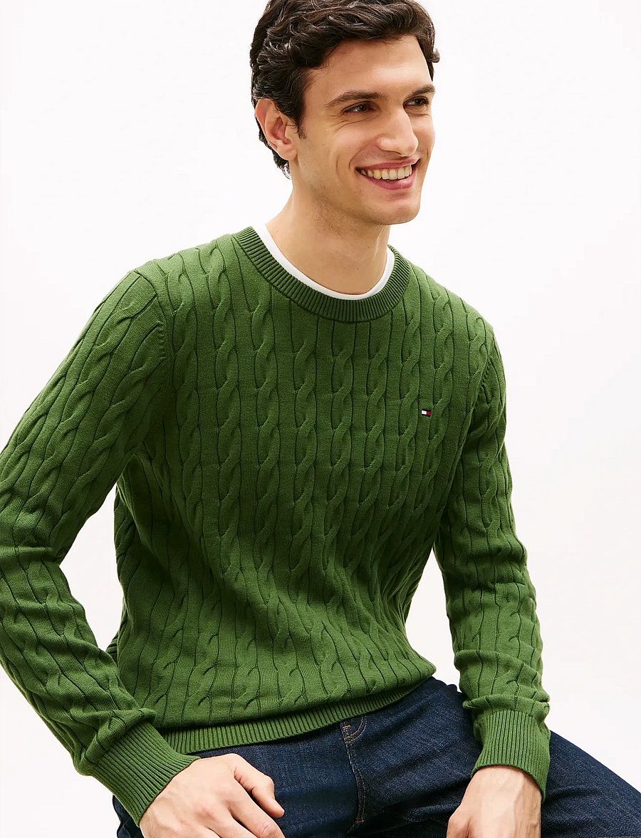Tommy Hilfiger - CLASSIC COTTON CABLE CREW NECK - Ümara kaelusega - mountain pine - 4