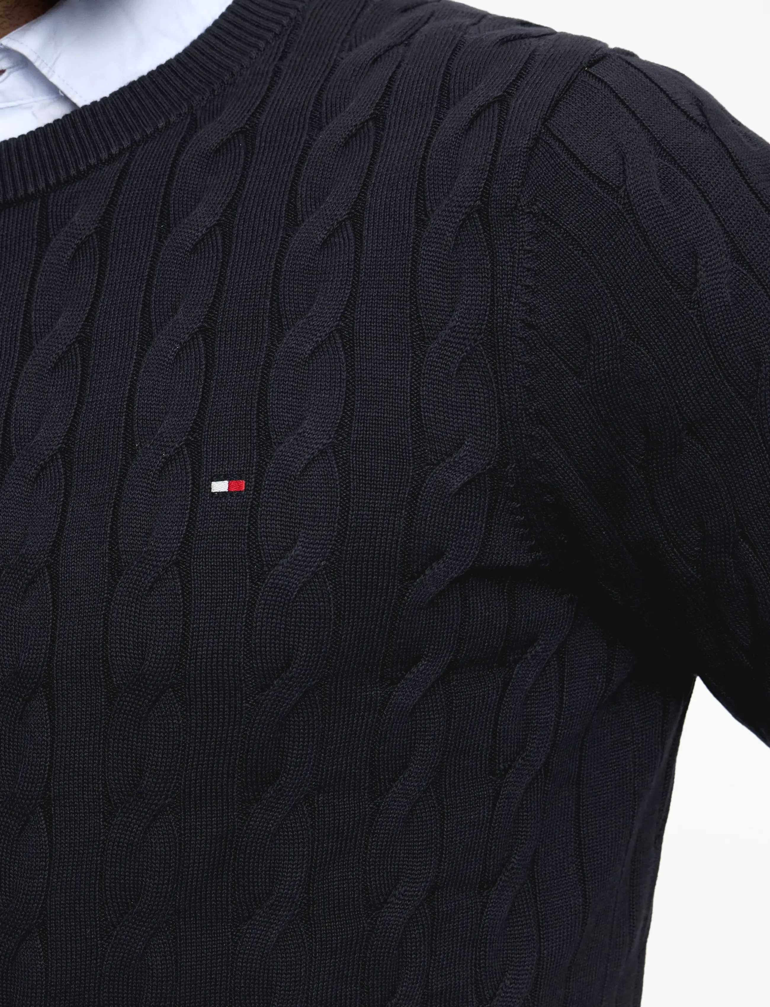 TOMMY HILFIGER Classic Cotton Cable Crew Neck stickade tröjor herr – bild 6