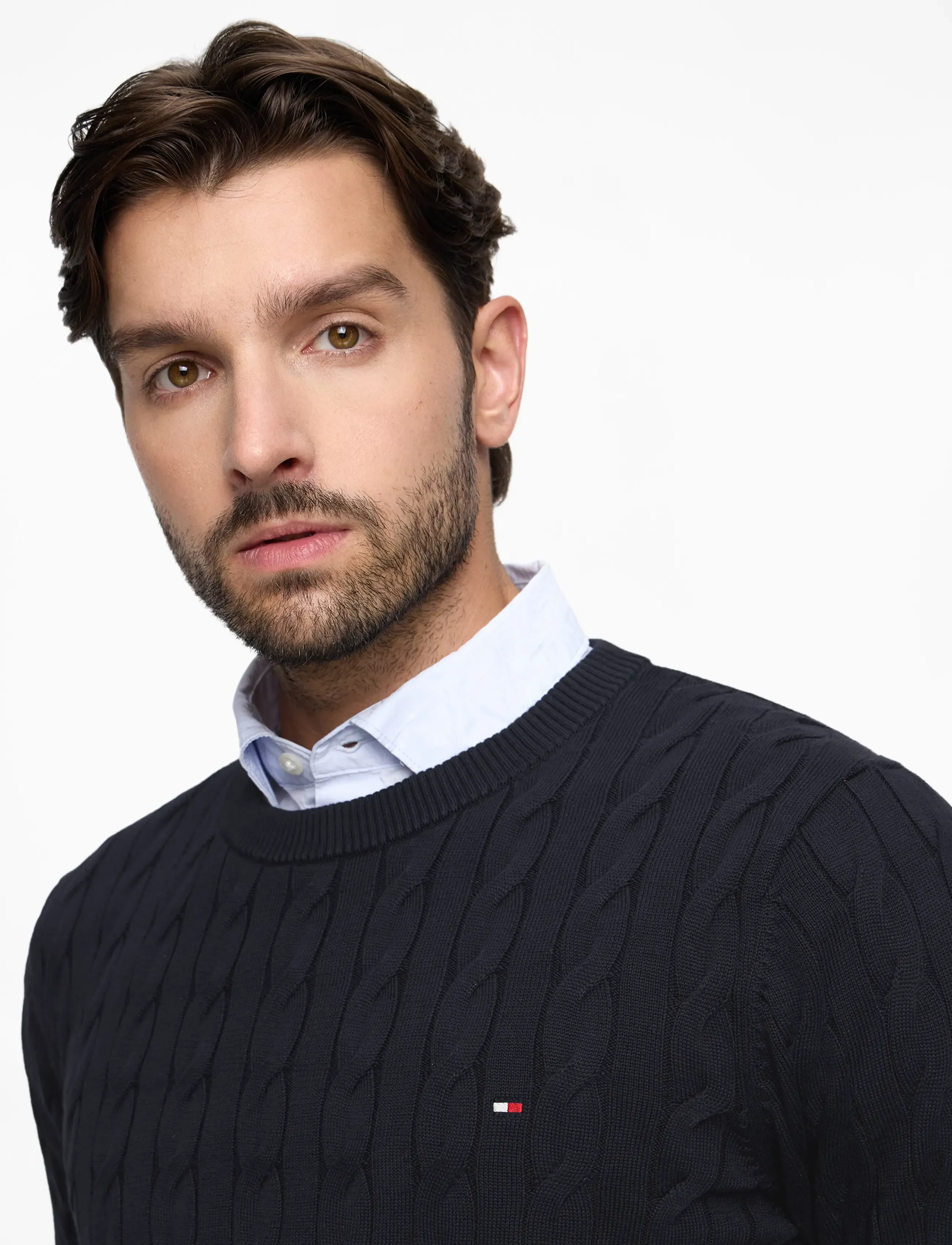 TOMMY HILFIGER Classic Cotton Cable Crew Neck stickade tröjor herr – bild 8