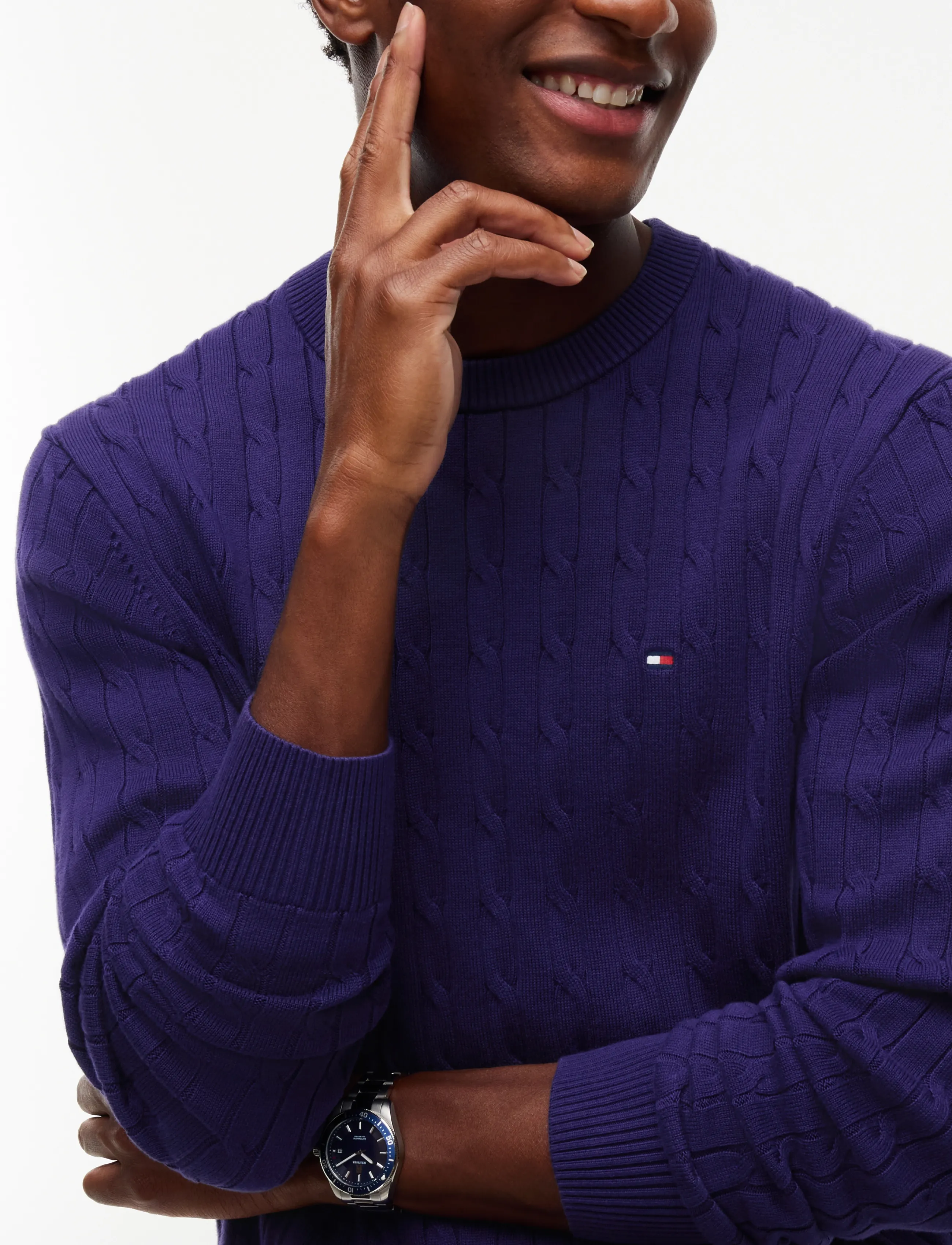 Tommy Hilfiger - CLASSIC COTTON CABLE CREW NECK - rundhals - nocturnal purple - 3