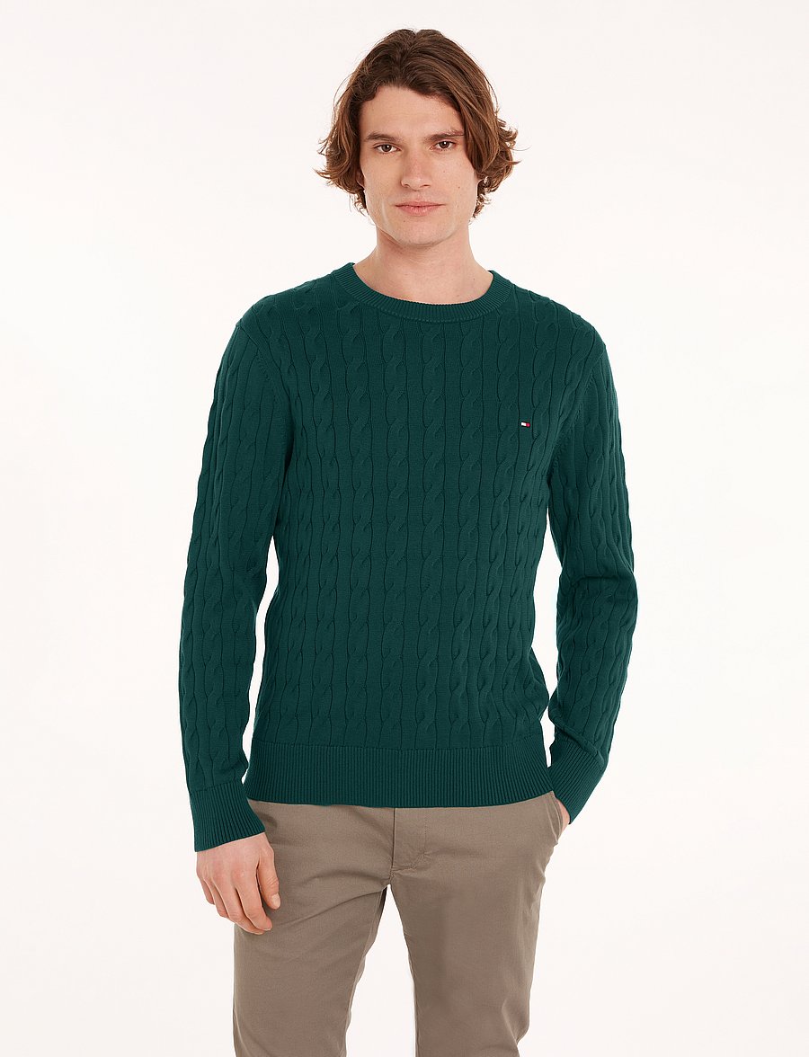 Tommy Hilfiger - CLASSIC COTTON CABLE CREW NECK - rundhals - ornamental green - 0