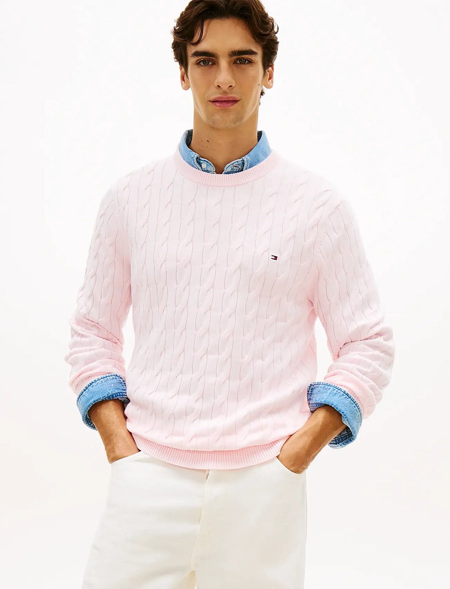Tommy Hilfiger - CLASSIC COTTON CABLE CREW NECK - rundhals - pink lily - 0