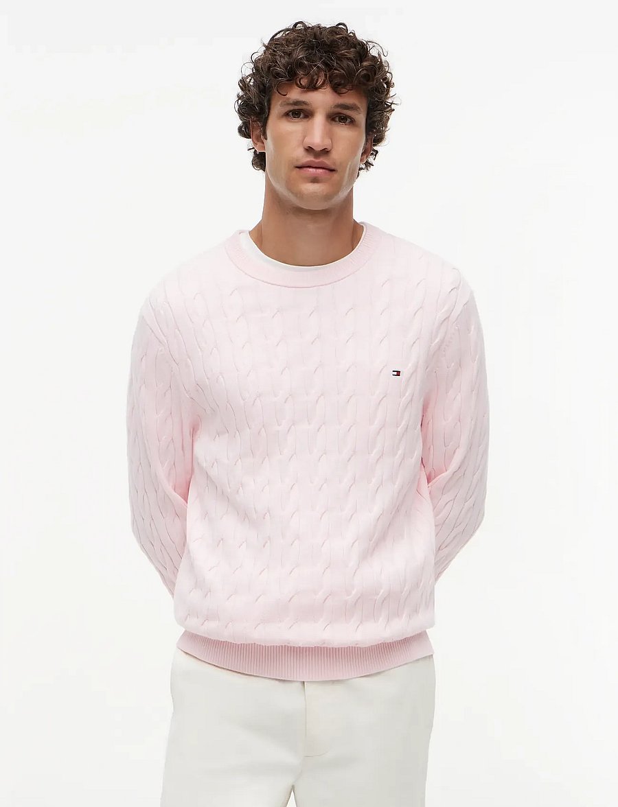 Tommy Hilfiger - CLASSIC COTTON CABLE CREW NECK - Ümara kaelusega - pink lily - 0