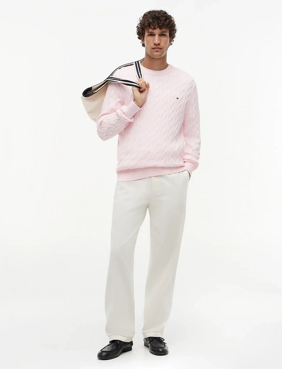 Tommy Hilfiger - CLASSIC COTTON CABLE CREW NECK - Ümara kaelusega - pink lily - 4