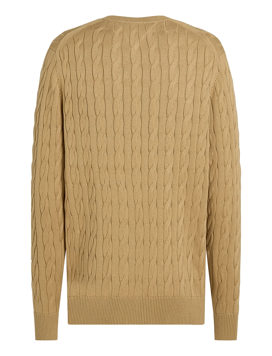 Tommy Hilfiger - CLASSIC COTTON CABLE CREW NECK - round necks - safari canvas - 2