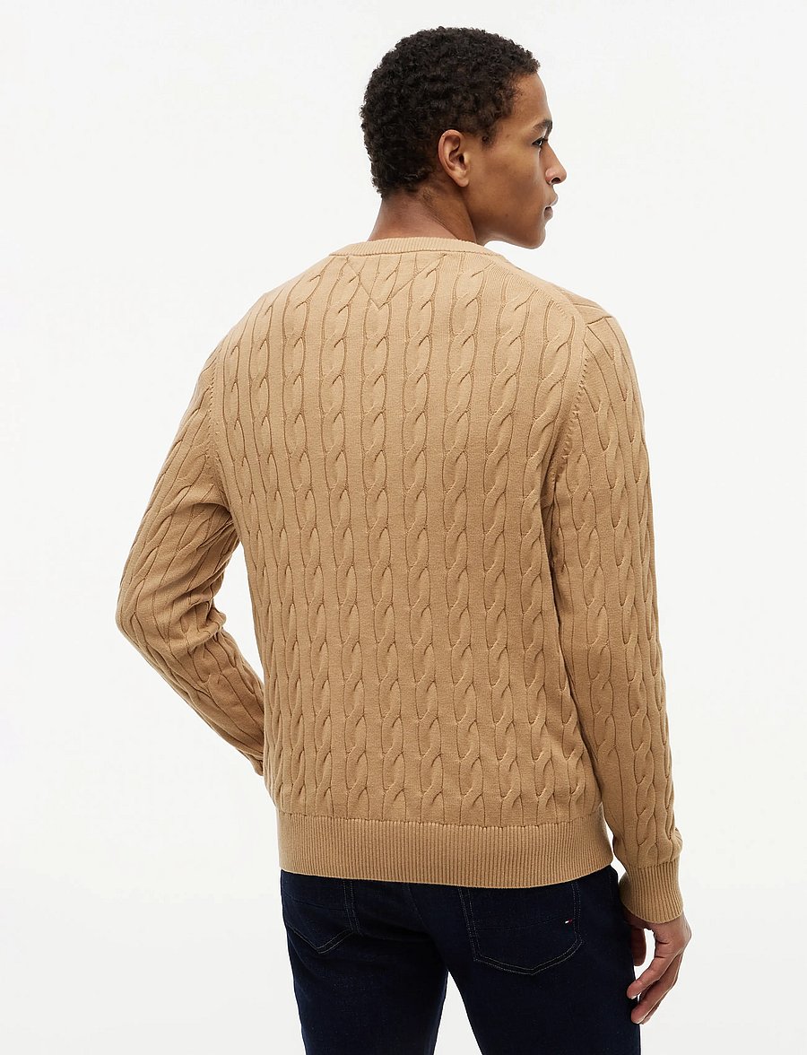 Tommy Hilfiger - CLASSIC COTTON CABLE CREW NECK - round necks - safari canvas - 3