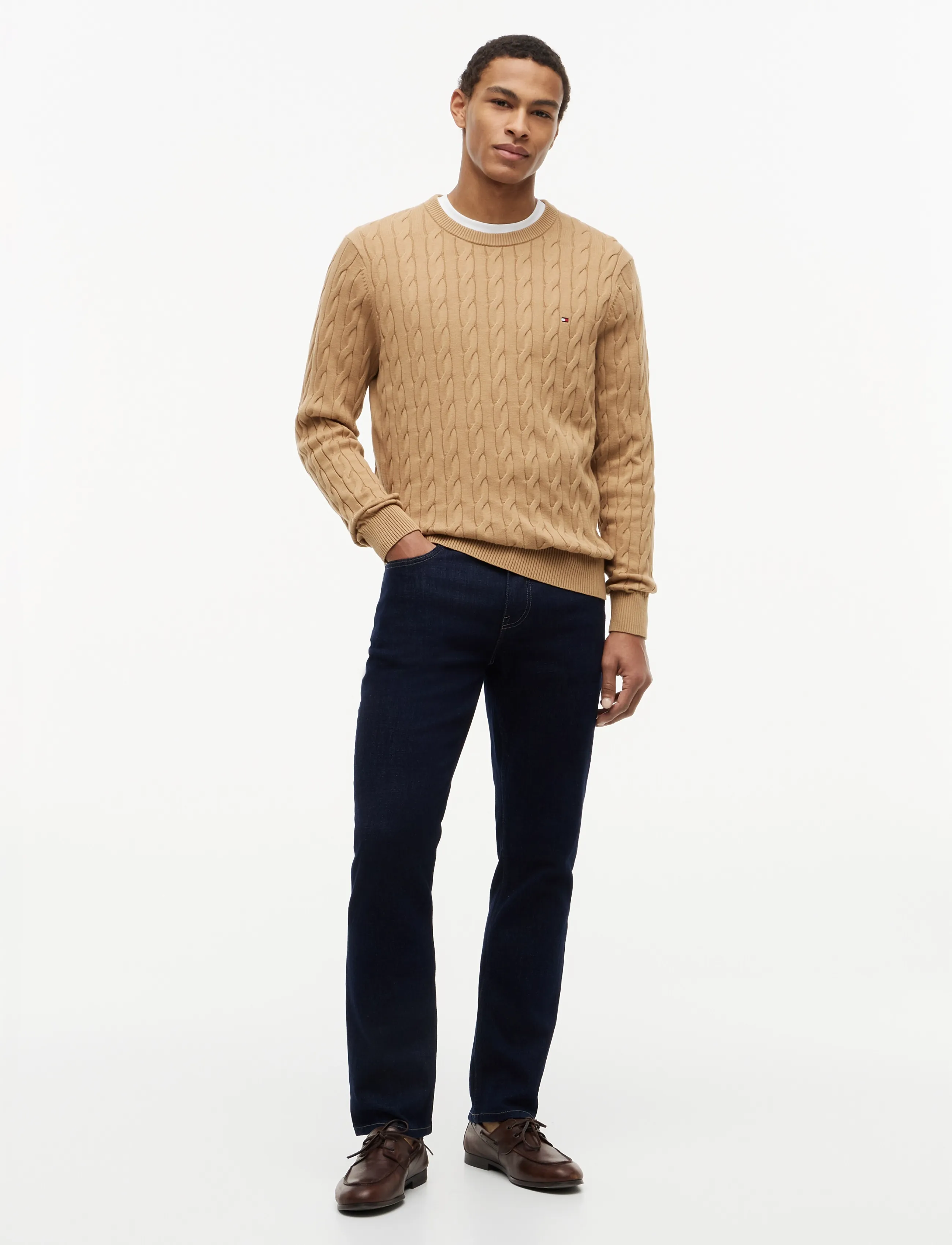 Tommy Hilfiger - CLASSIC COTTON CABLE CREW NECK - knitted round necks - safari canvas - 4