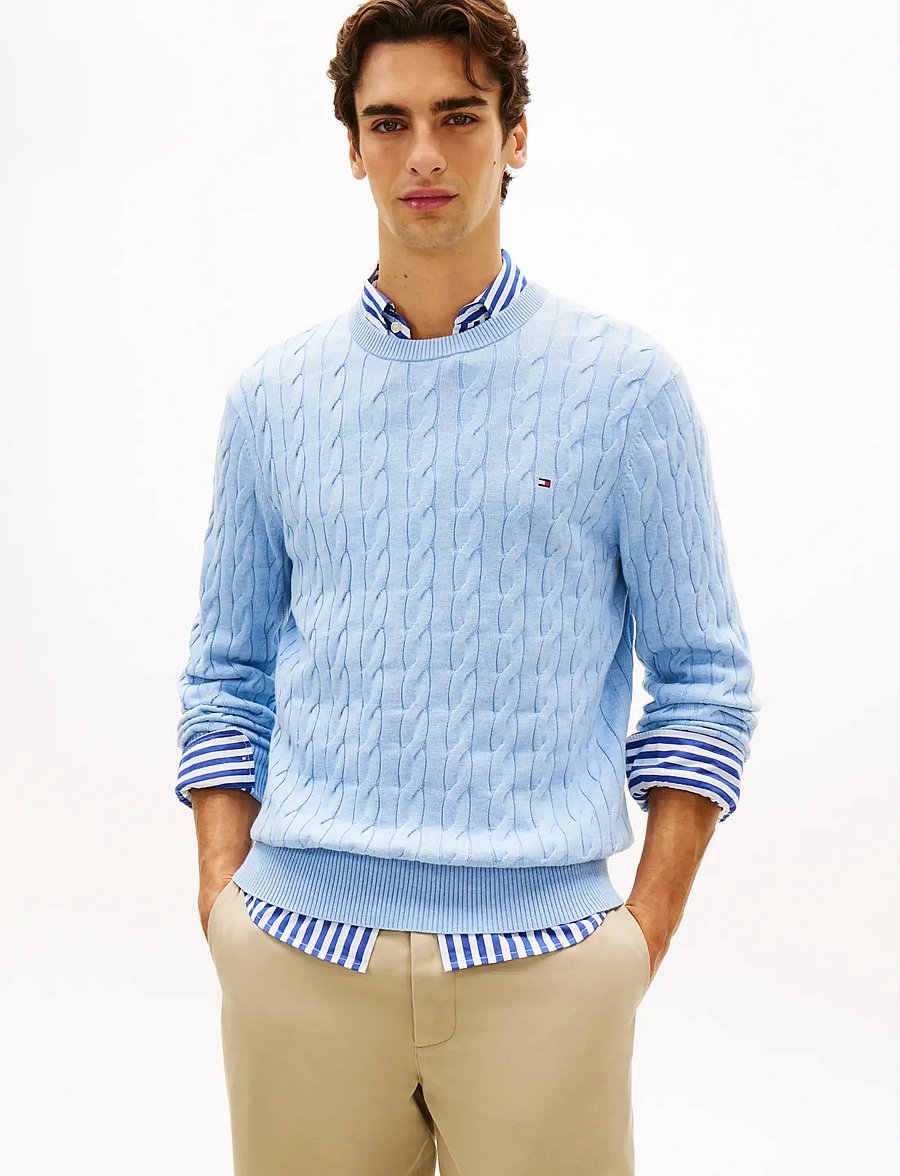 Tommy Hilfiger - CLASSIC COTTON CABLE CREW NECK - rundhals - vessel blue heather - 0