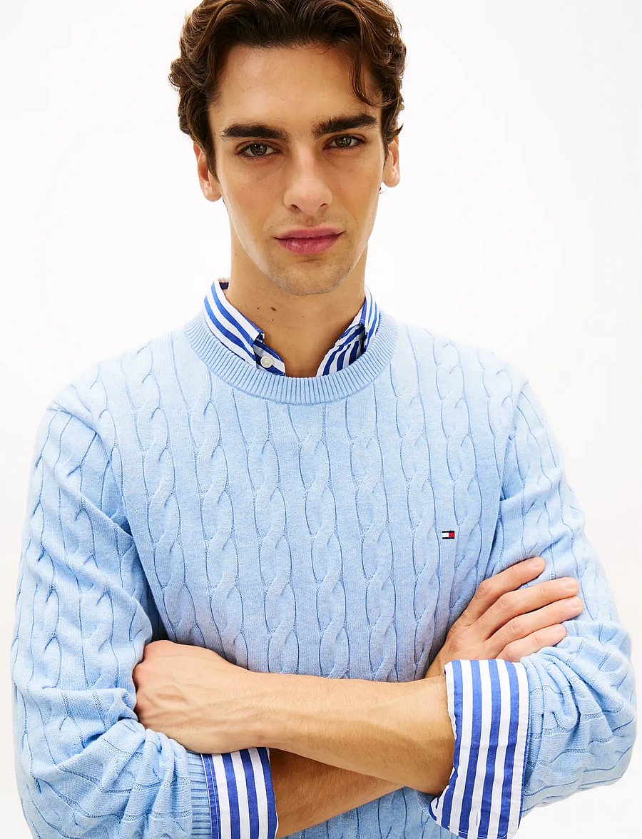 Tommy Hilfiger - CLASSIC COTTON CABLE CREW NECK - rundhals - vessel blue heather - 4