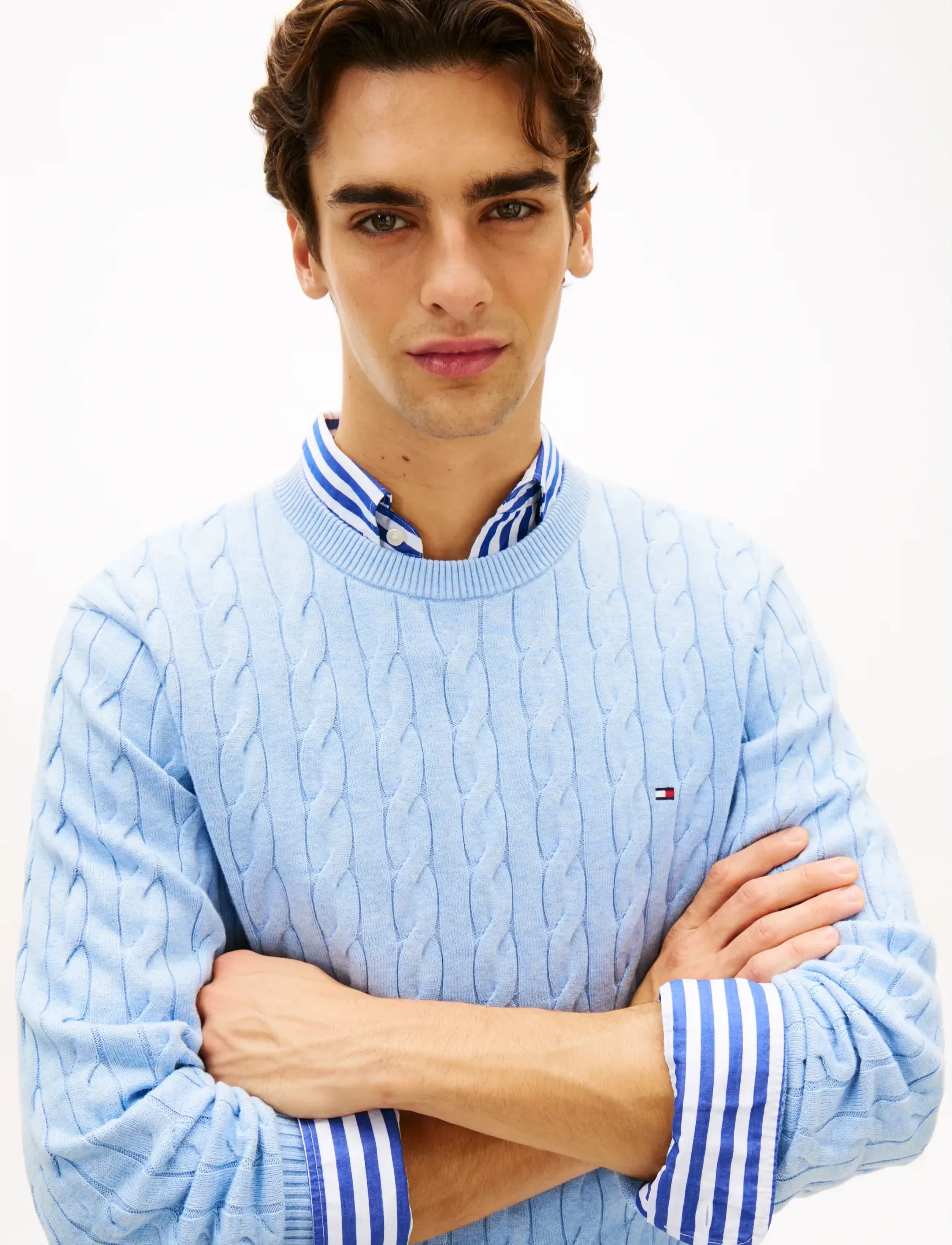 Tommy Hilfiger - CLASSIC COTTON CABLE CREW NECK - round necks - vessel blue heather - 4
