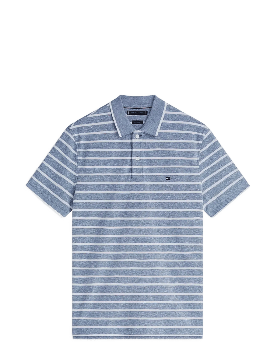 Tommy Hilfiger - COTTON LINEN PIQUE REG POLO - kortärmade pikéer - blue jean white - 1