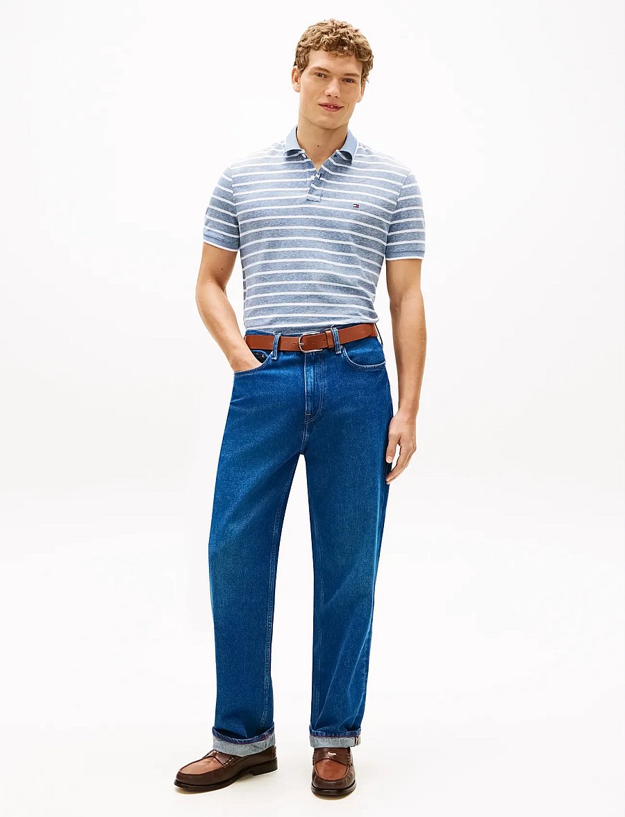 Tommy Hilfiger - COTTON LINEN PIQUE REG POLO - kurzärmelig - blue jean white - 3