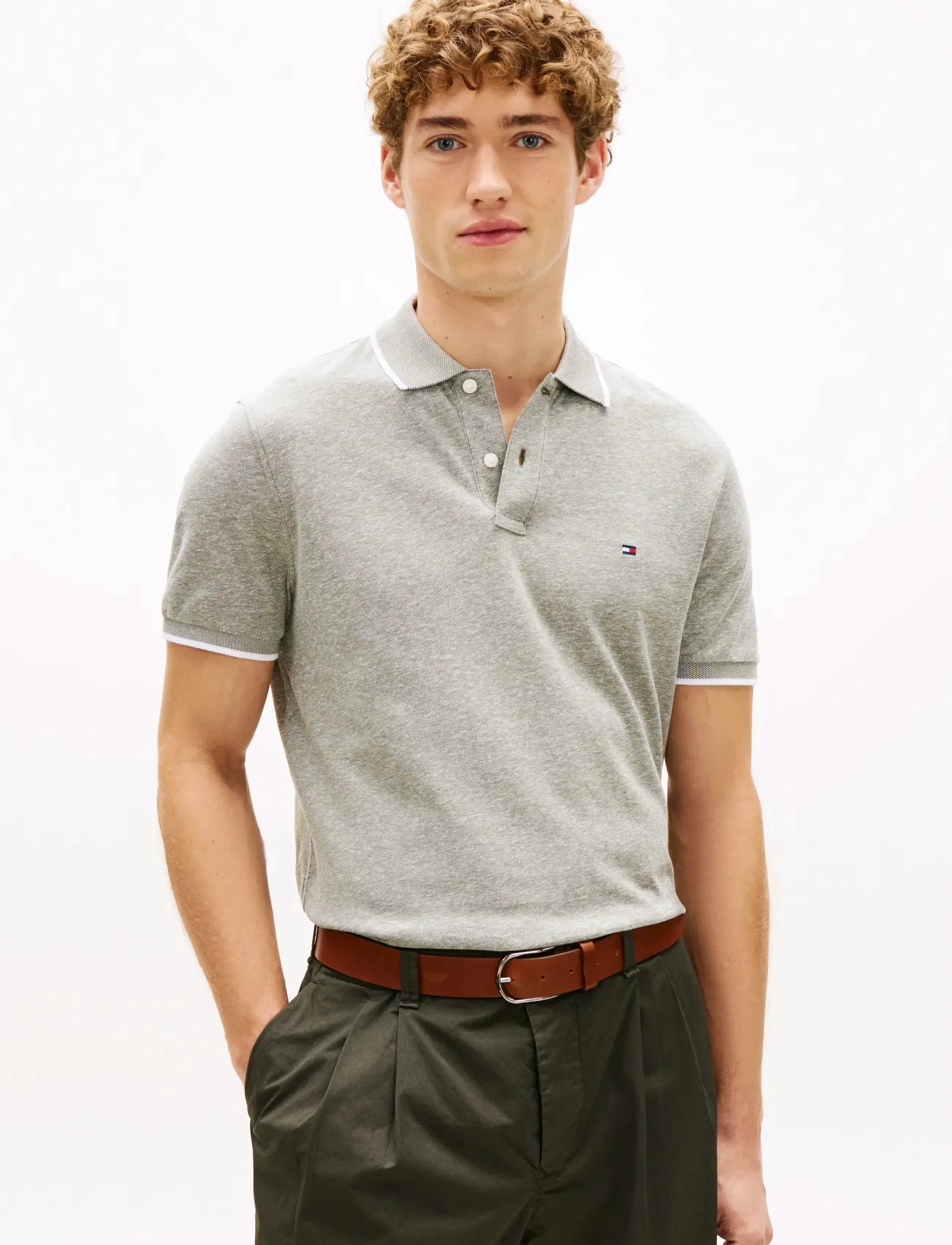 Tommy Hilfiger COTTON LINEN PIQUE REG POLO - Pikéer - DARK ARTICHOKE / grey