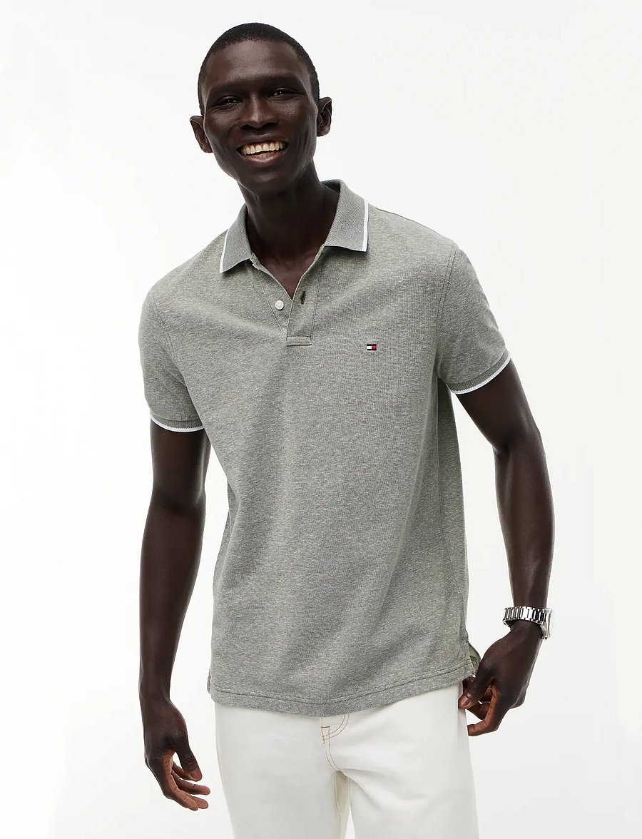 Tommy Hilfiger - COTTON LINEN PIQUE REG POLO - kortärmade pikéer - dark artichoke - 0