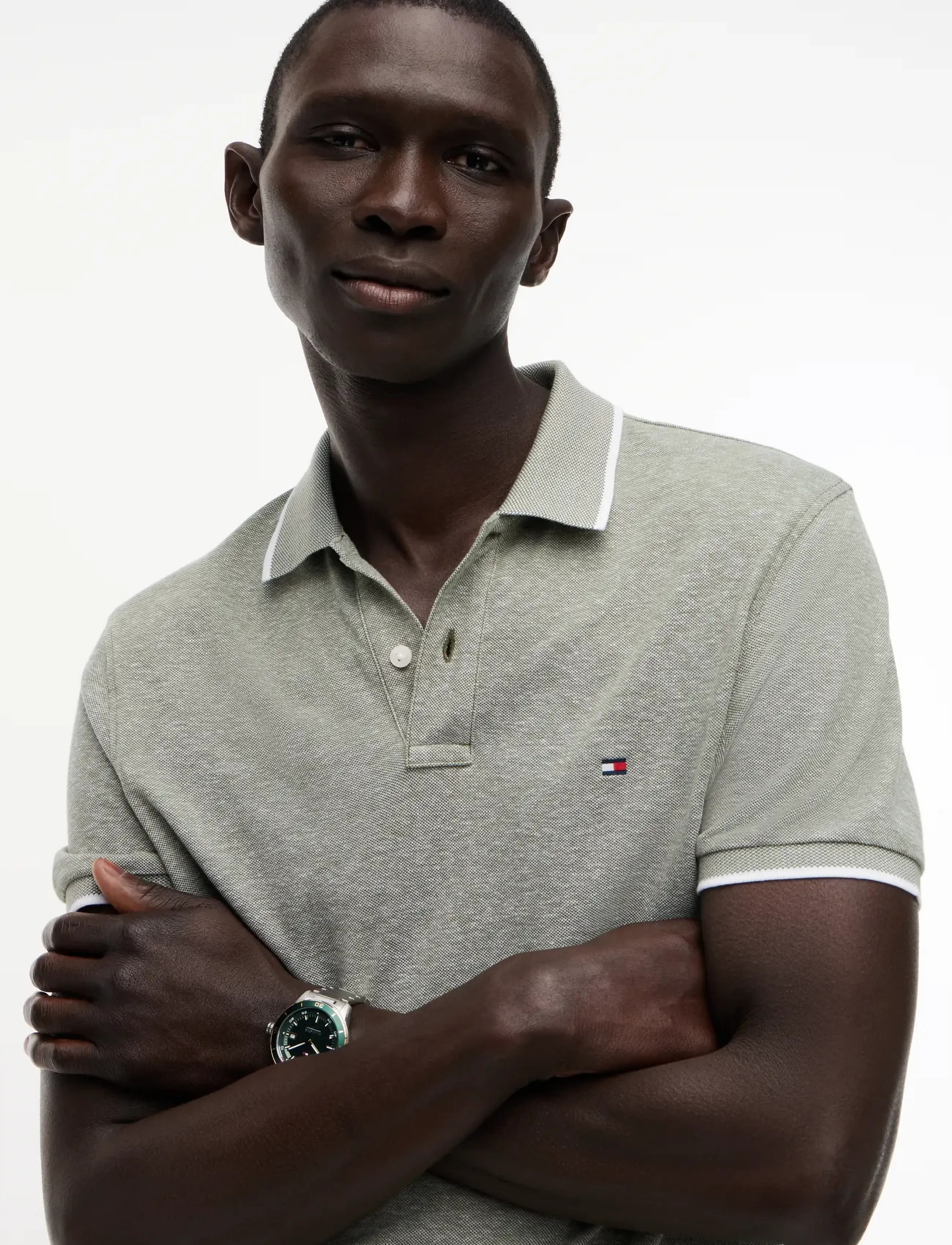 Tommy Hilfiger - COTTON LINEN PIQUE REG POLO - kortärmade pikéer - dark artichoke - 4