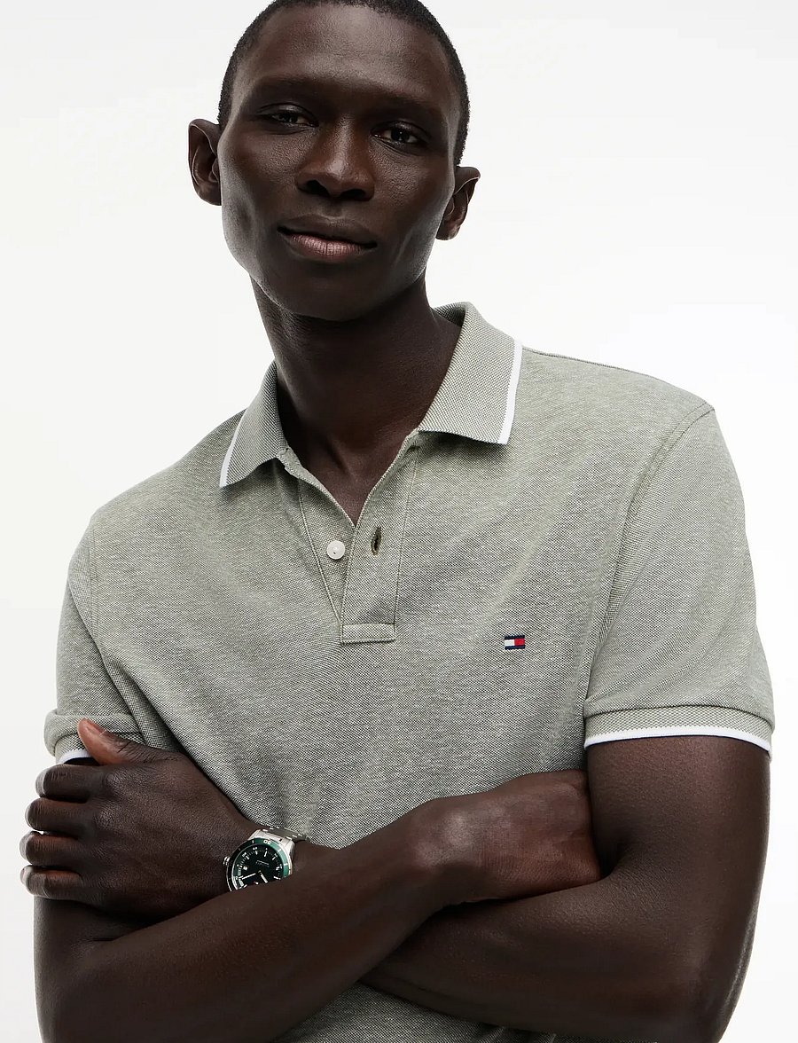 Tommy Hilfiger - COTTON LINEN PIQUE REG POLO - kortärmade pikéer - dark artichoke - 4