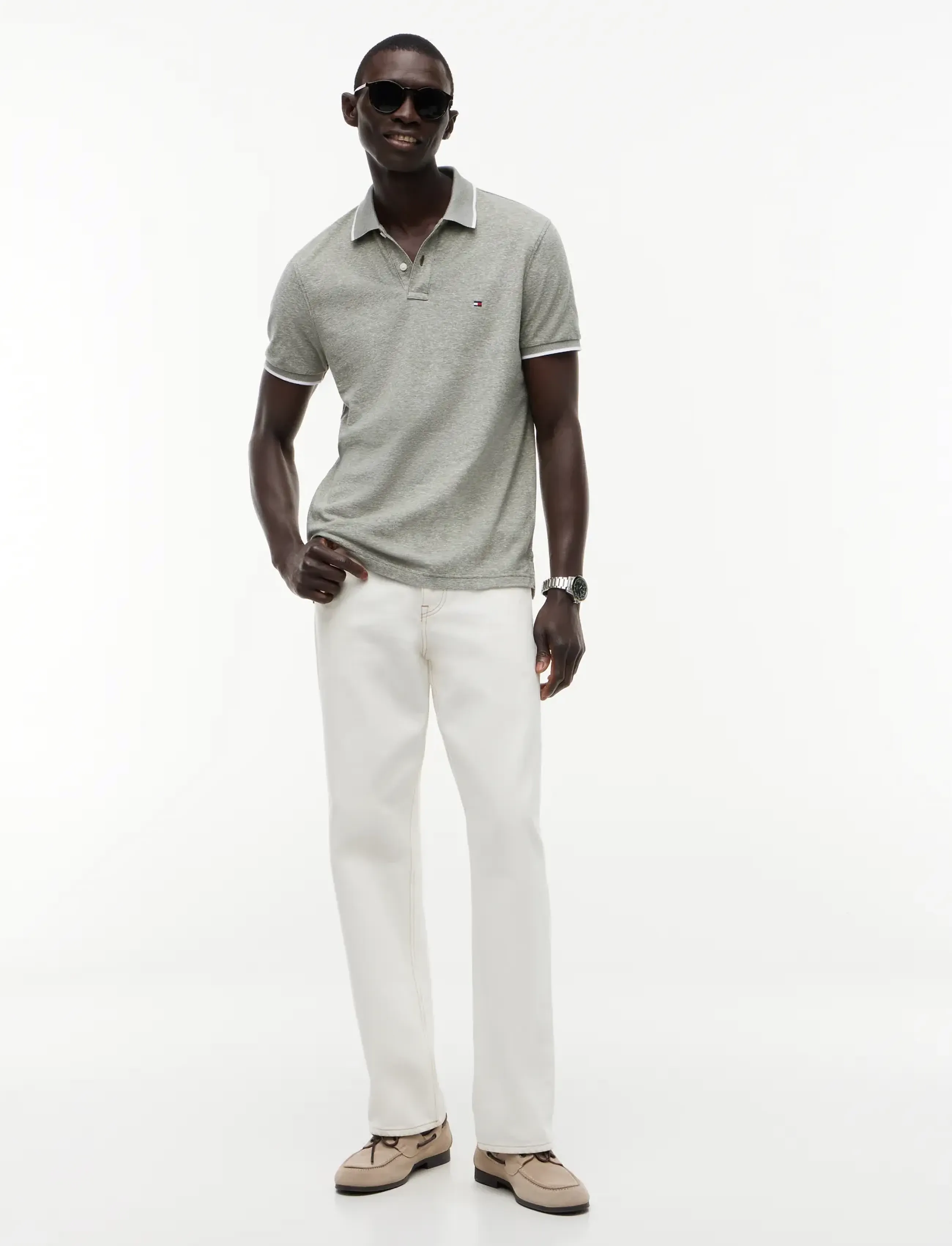 Tommy Hilfiger - COTTON LINEN PIQUE REG POLO - kortärmade pikéer - dark artichoke - 5