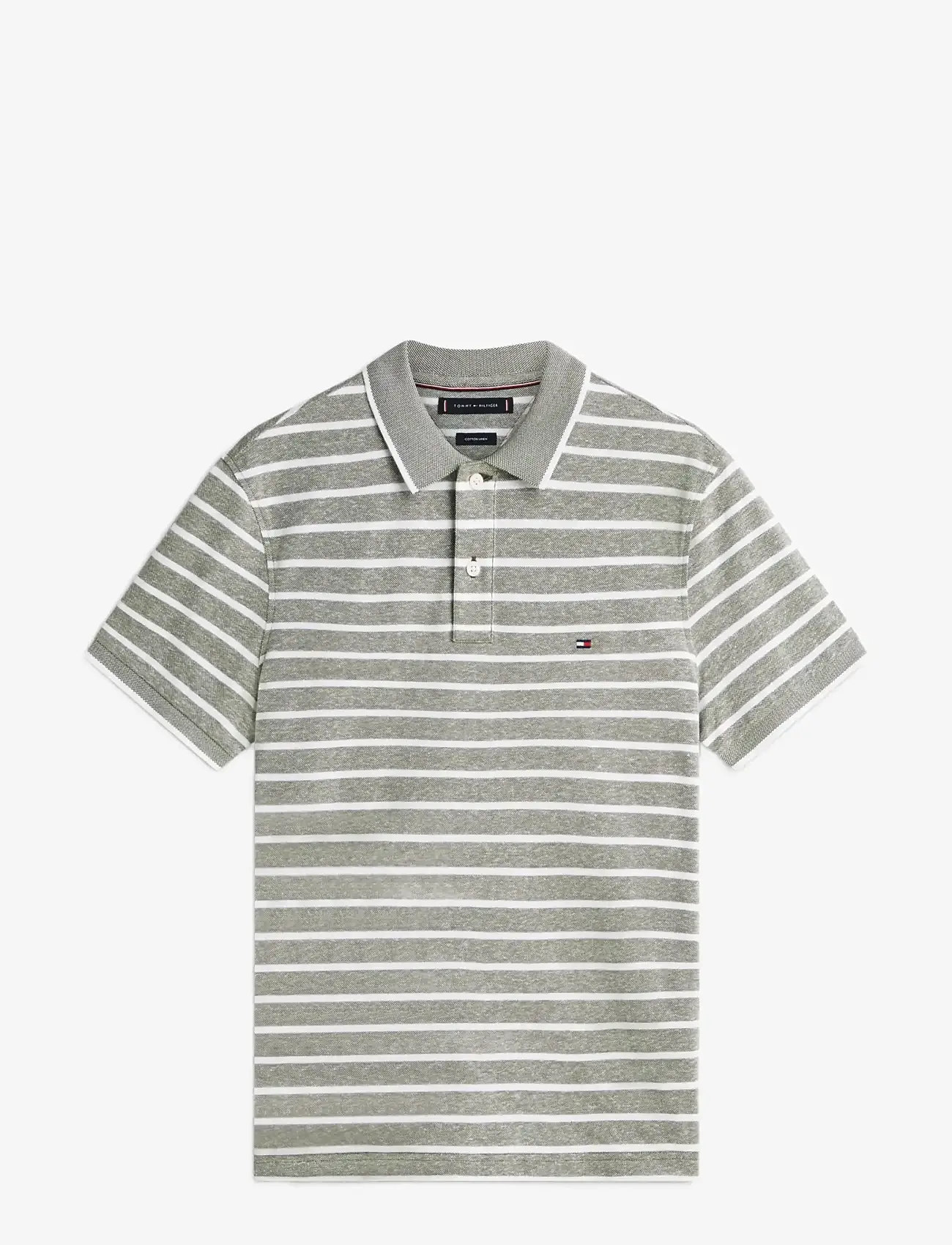 Tommy Hilfiger - COTTON LINEN PIQUE REG POLO - stutterma pólóbolir - dark artichoke   white - 1