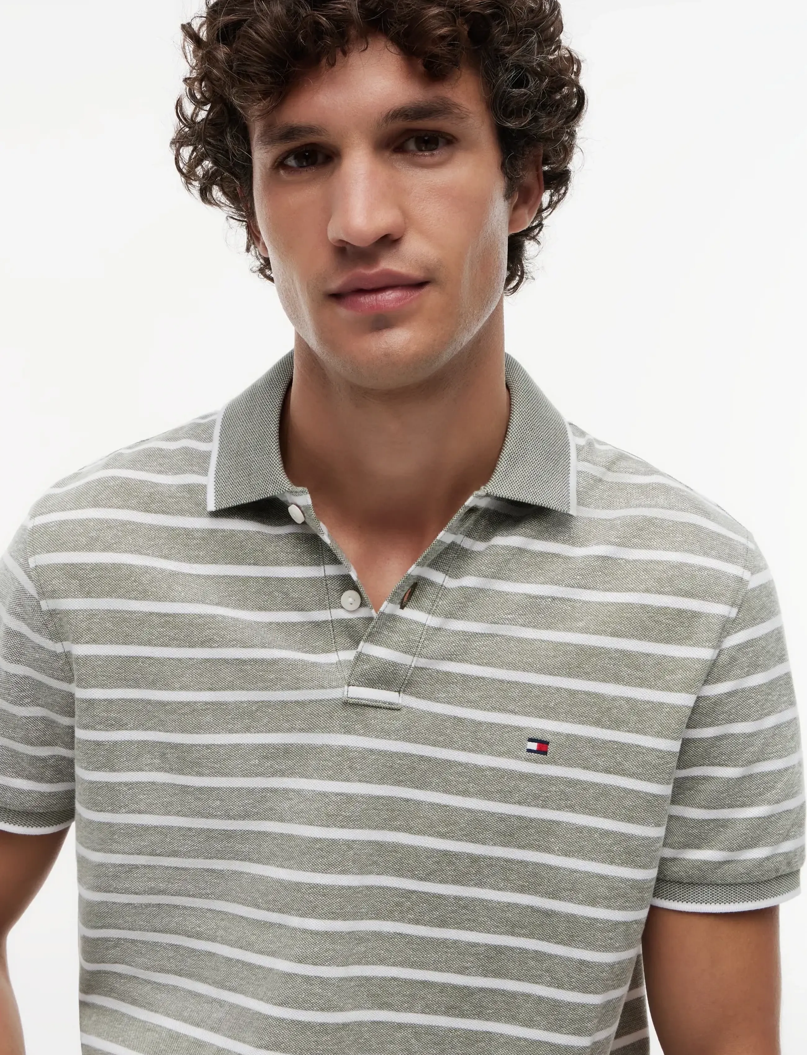 Tommy Hilfiger - COTTON LINEN PIQUE REG POLO - kortærmede poloer - dark artichoke   white - 3