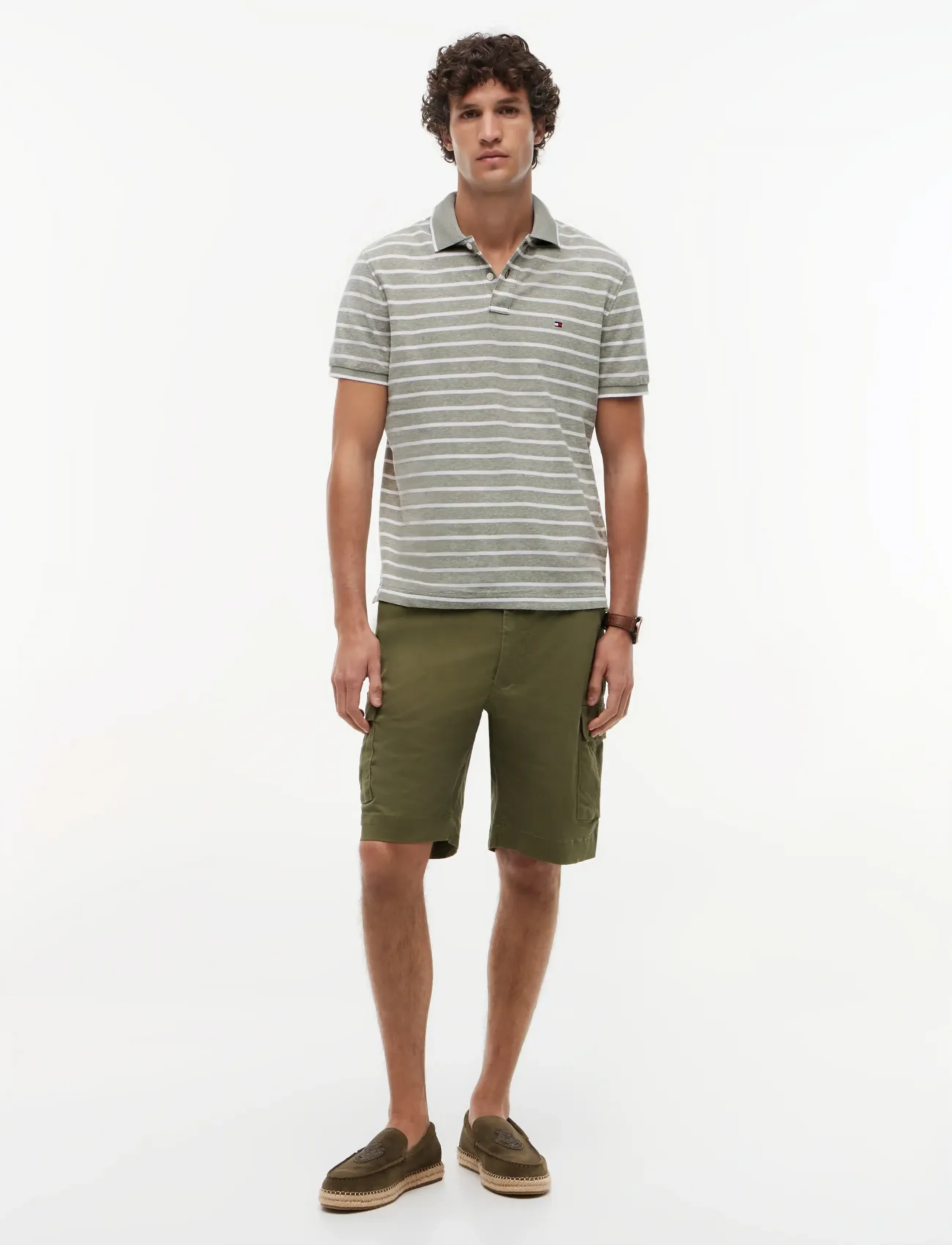 Tommy Hilfiger - COTTON LINEN PIQUE REG POLO - kortærmede poloer - dark artichoke   white - 4