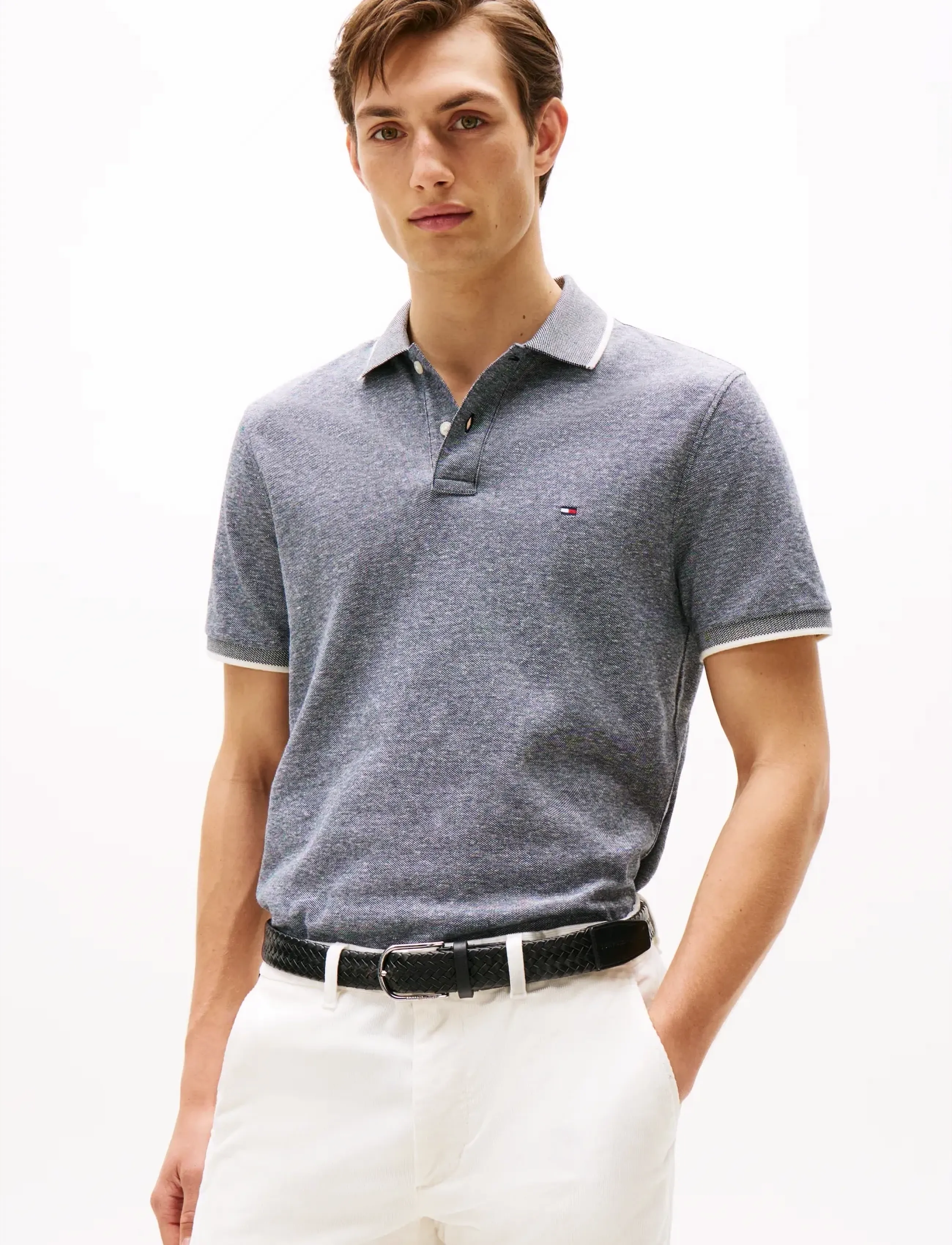 Tommy Hilfiger COTTON LINEN PIQUE REG POLO - Tommy Hilfiger - DESERT SKY / navy