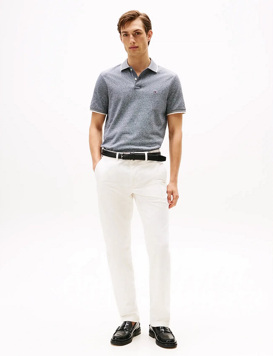 Tommy Hilfiger - COTTON LINEN PIQUE REG POLO - kurzärmelig - desert sky - 4