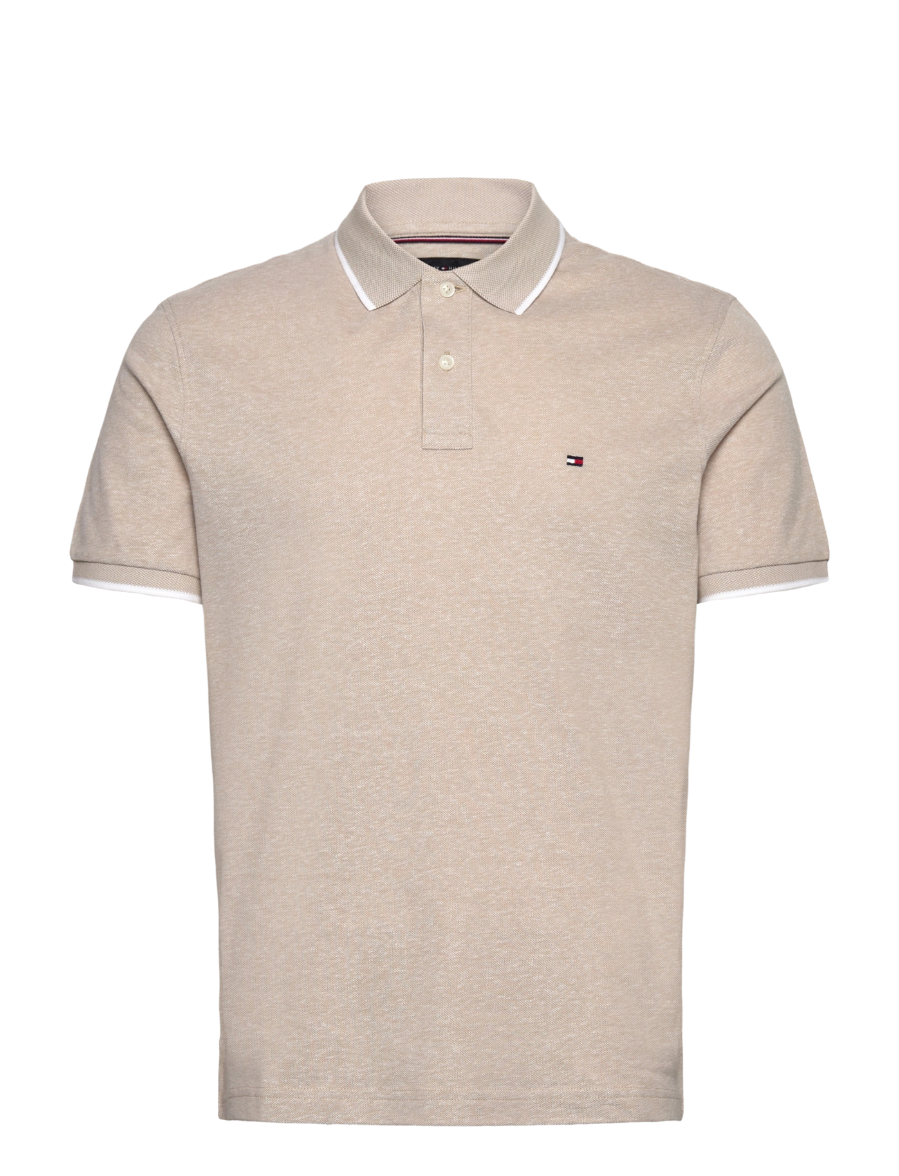 COTTON LINEN PIQUE REG POLO - SANDALWOOD