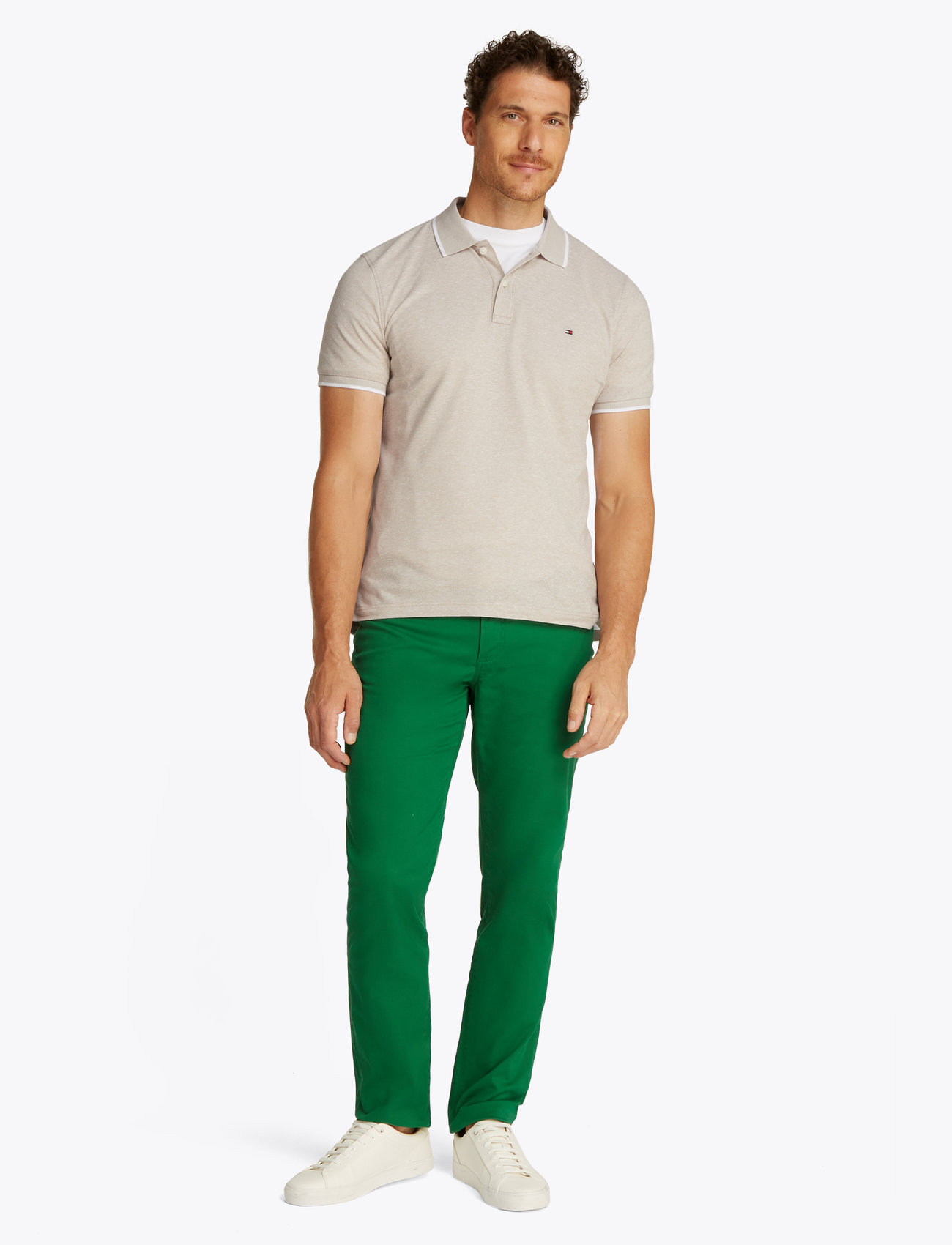 Tommy Hilfiger - COTTON LINEN PIQUE REG POLO - kortärmade pikéer - sandalwood - 0