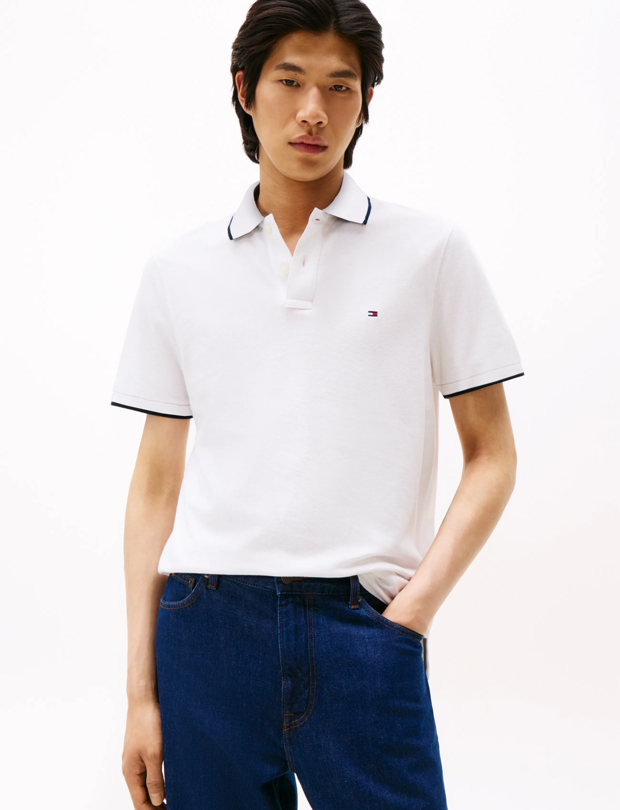 Tommy Hilfiger Ic Linen Pique Reg Polo, XL, White, Poloer > Kortærmede, Herre