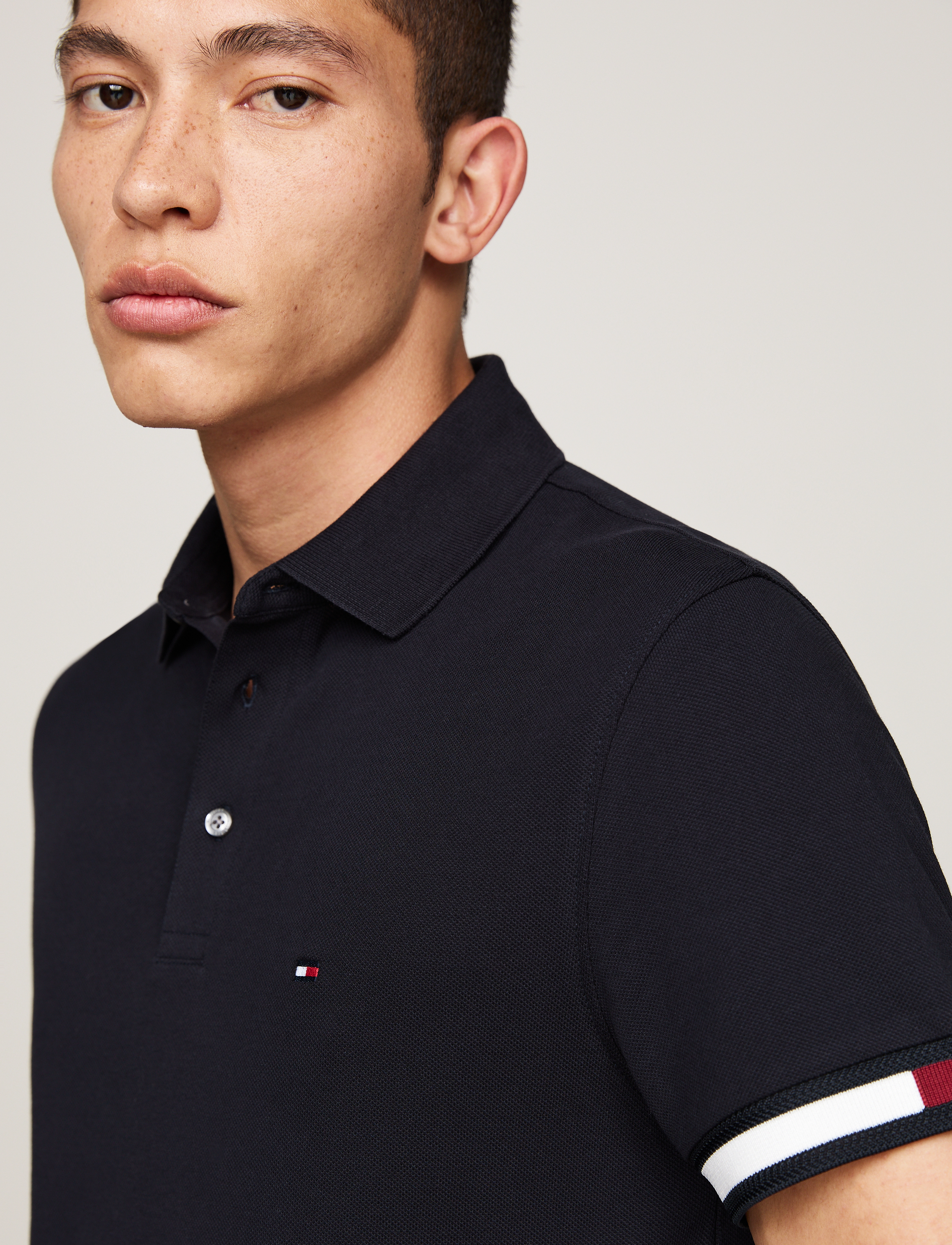 Tommy Hilfiger - FLAG CUFF SLIM FIT POLO - desert sky - 2