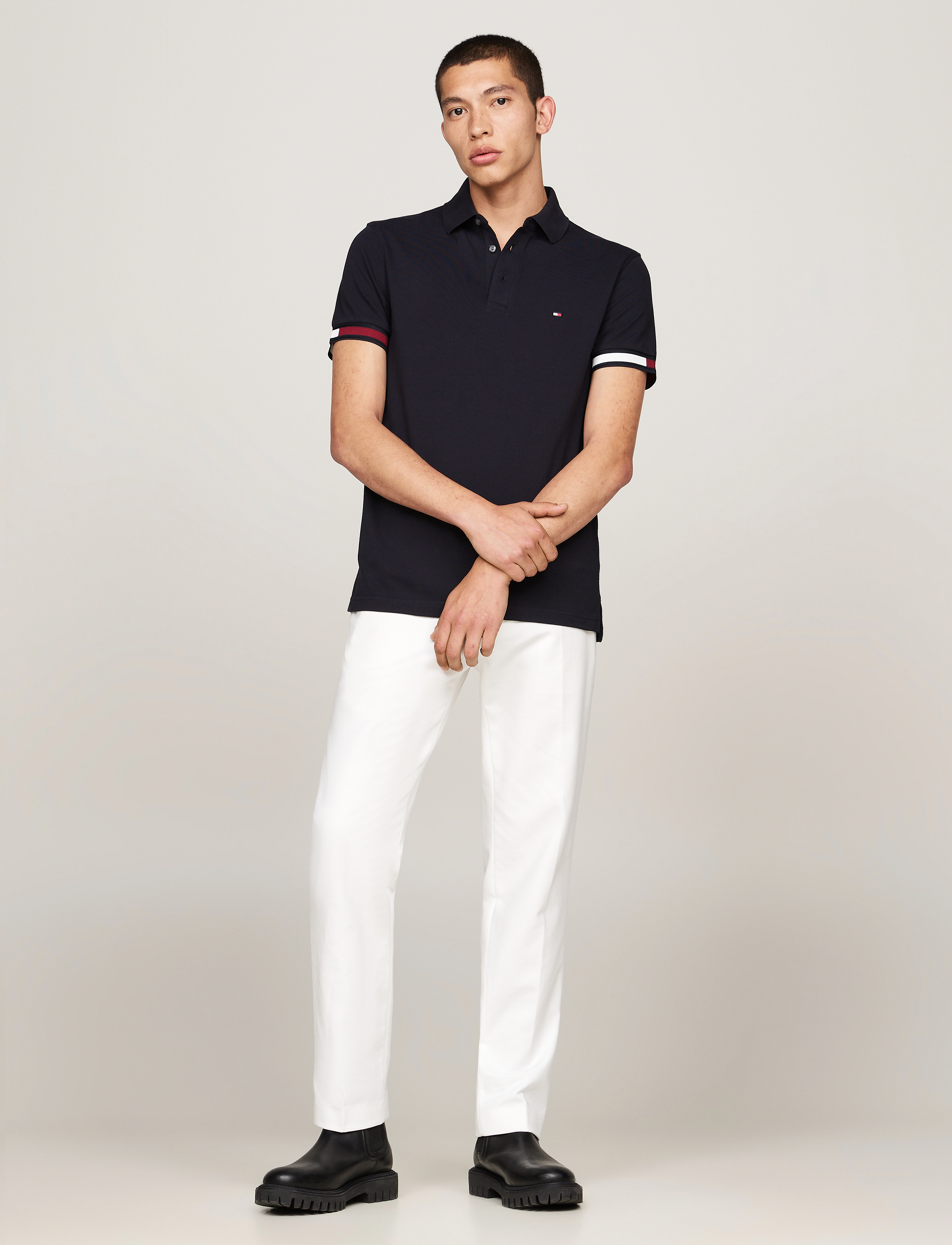 Tommy Hilfiger - FLAG CUFF SLIM FIT POLO - desert sky - 5