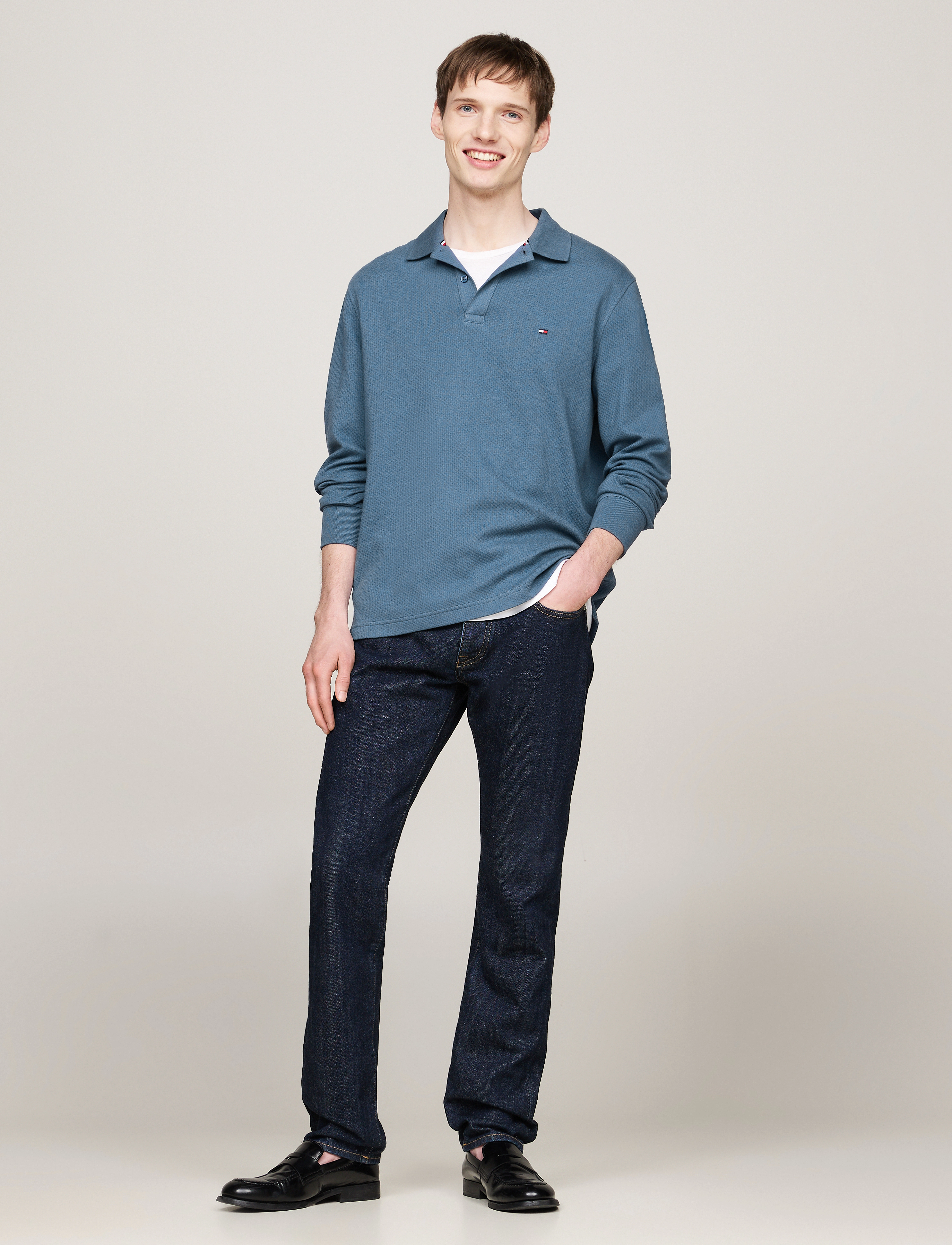 Tommy Hilfiger - L/S WAFFLE REG POLO - aegean sea - 3