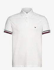 Tommy Hilfiger - MONOTYPE FLAG CUFF SLIM FIT POLO - poloshirts - white - 0