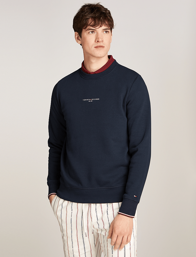 Tommy Hilfiger - TOMMY LOGO TIPPED CREWNECK - shoppa efter tillfälle - desert sky - 0