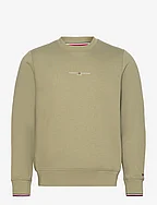TOMMY LOGO TIPPED CREWNECK - FADED OLIVE