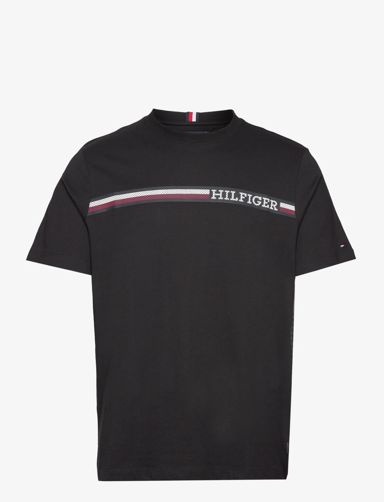 Tommy Hilfiger - MONOTYPE CHEST STRIPE TEE - basic t-shirts - black - 0