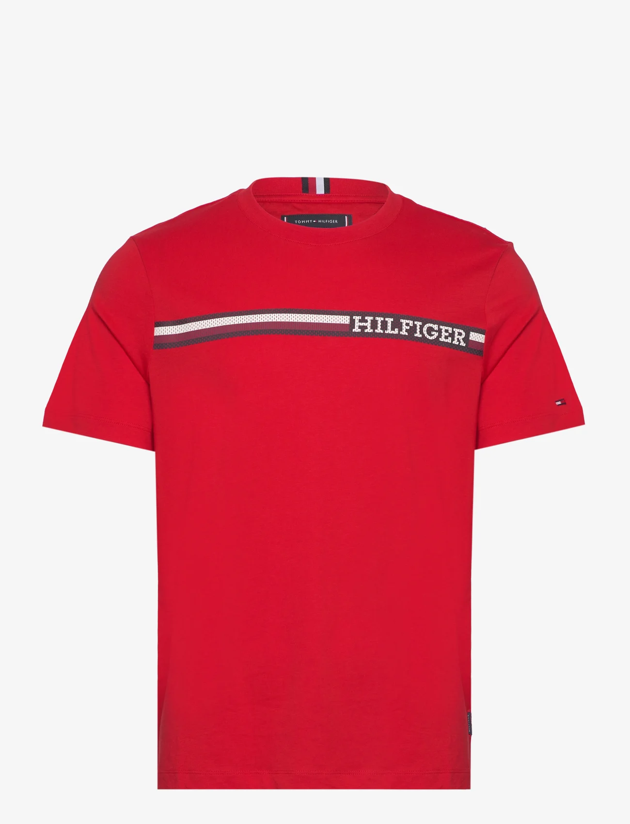Tommy Hilfiger - MONOTYPE CHEST STRIPE TEE - basis-t-skjorter - fierce red - 0
