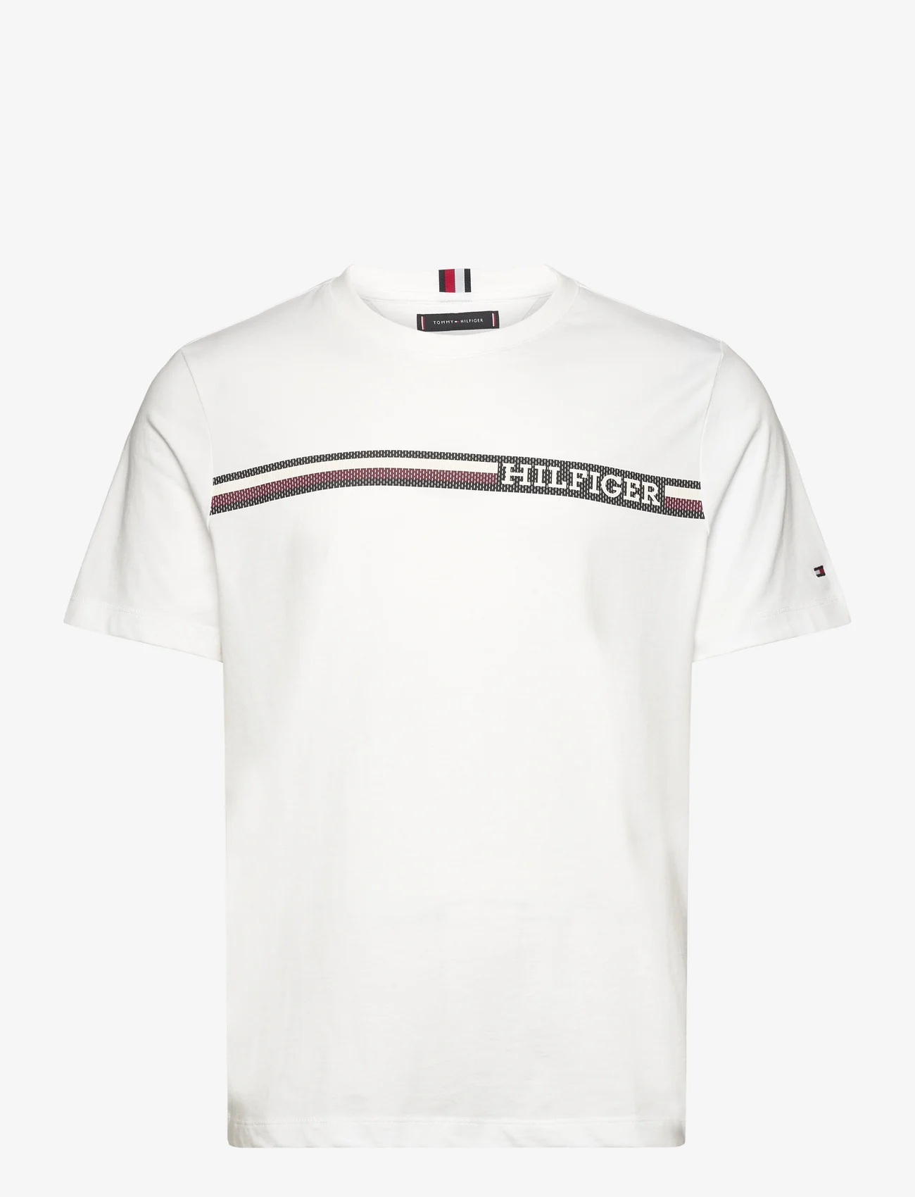 Tommy Hilfiger - MONOTYPE CHEST STRIPE TEE - basic t-shirts - white - 0