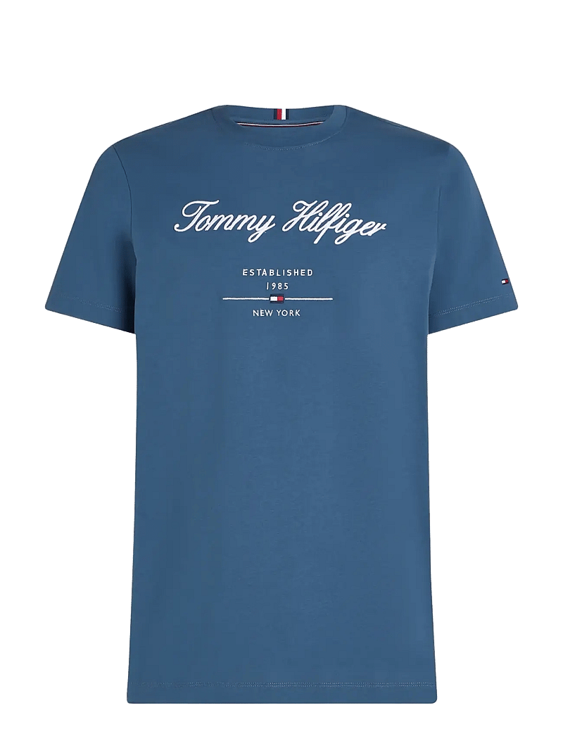 Tommy Hilfiger - SCRIPT LOGO TEE - kortærmede t-shirts - aegean sea - 1