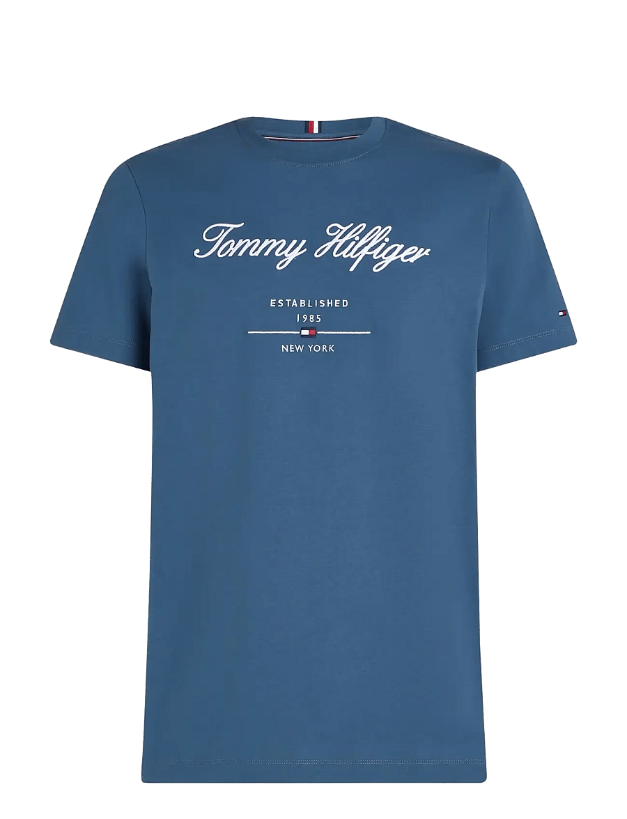 Tommy Hilfiger - SCRIPT LOGO TEE - stutterma bolir - aegean sea - 1