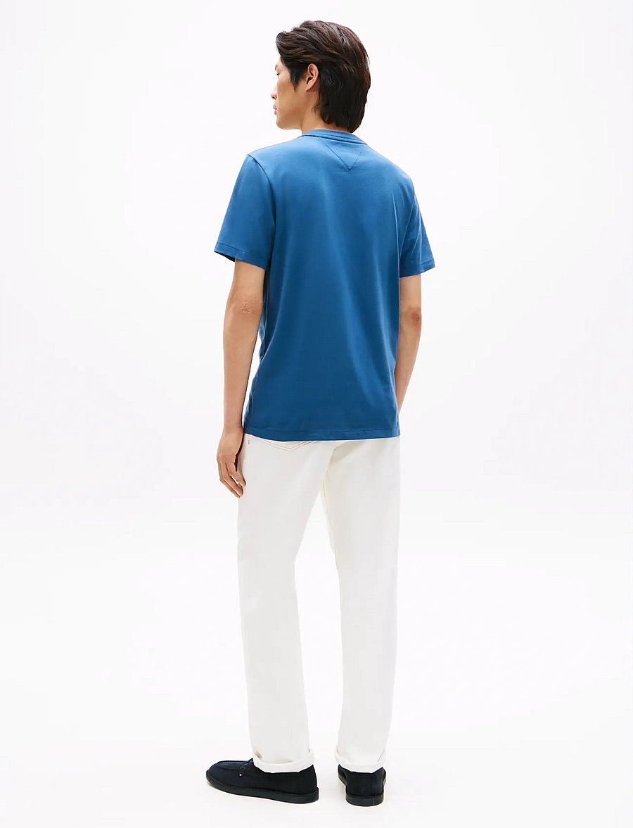 Tommy Hilfiger - SCRIPT LOGO TEE - stutterma bolir - aegean sea - 3