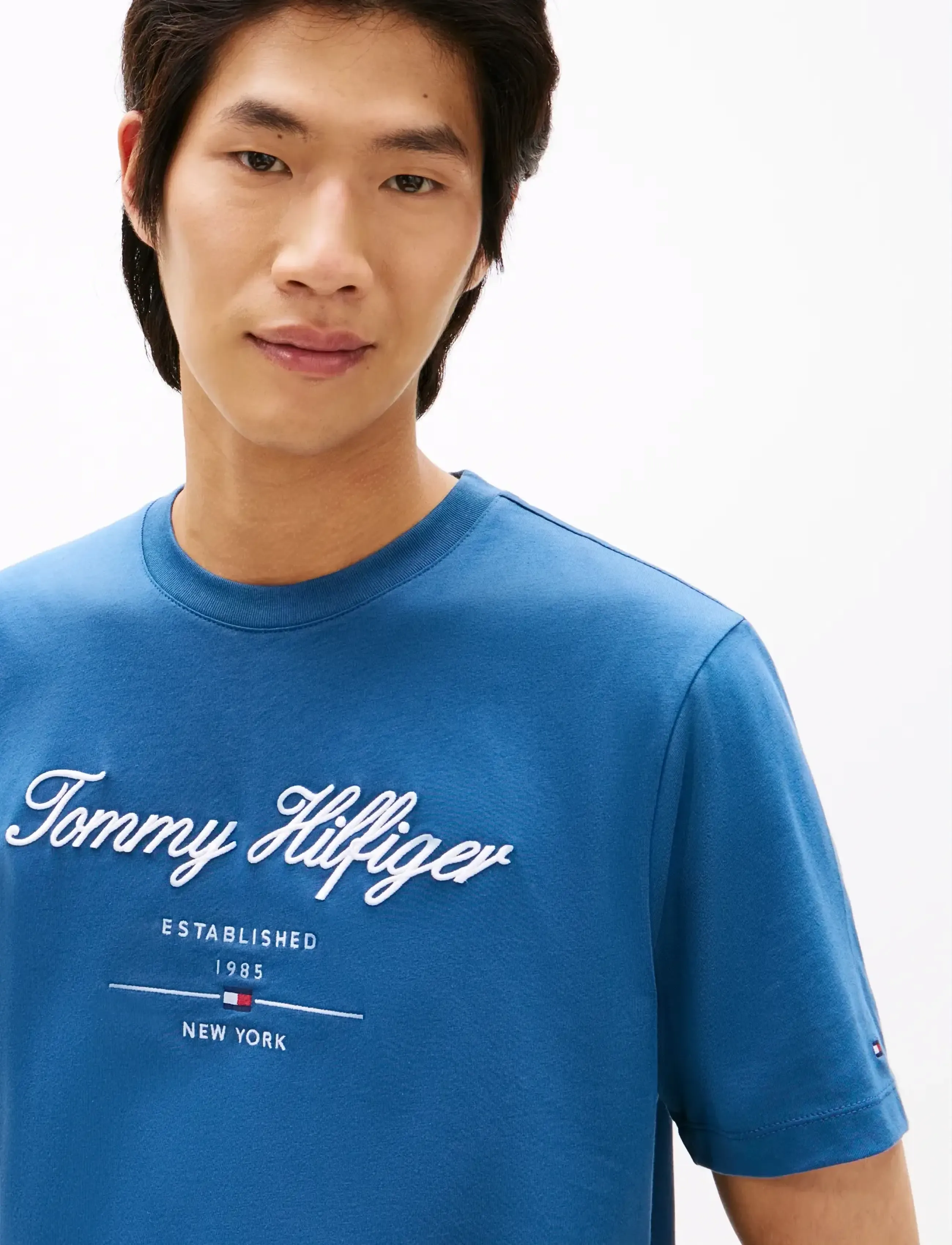 Tommy Hilfiger - SCRIPT LOGO TEE - stutterma bolir - aegean sea - 5