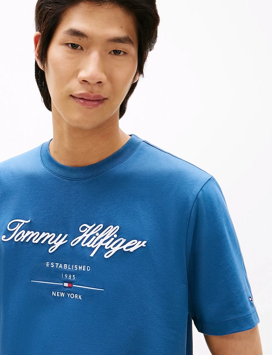 Tommy Hilfiger - SCRIPT LOGO TEE - stutterma bolir - aegean sea - 5