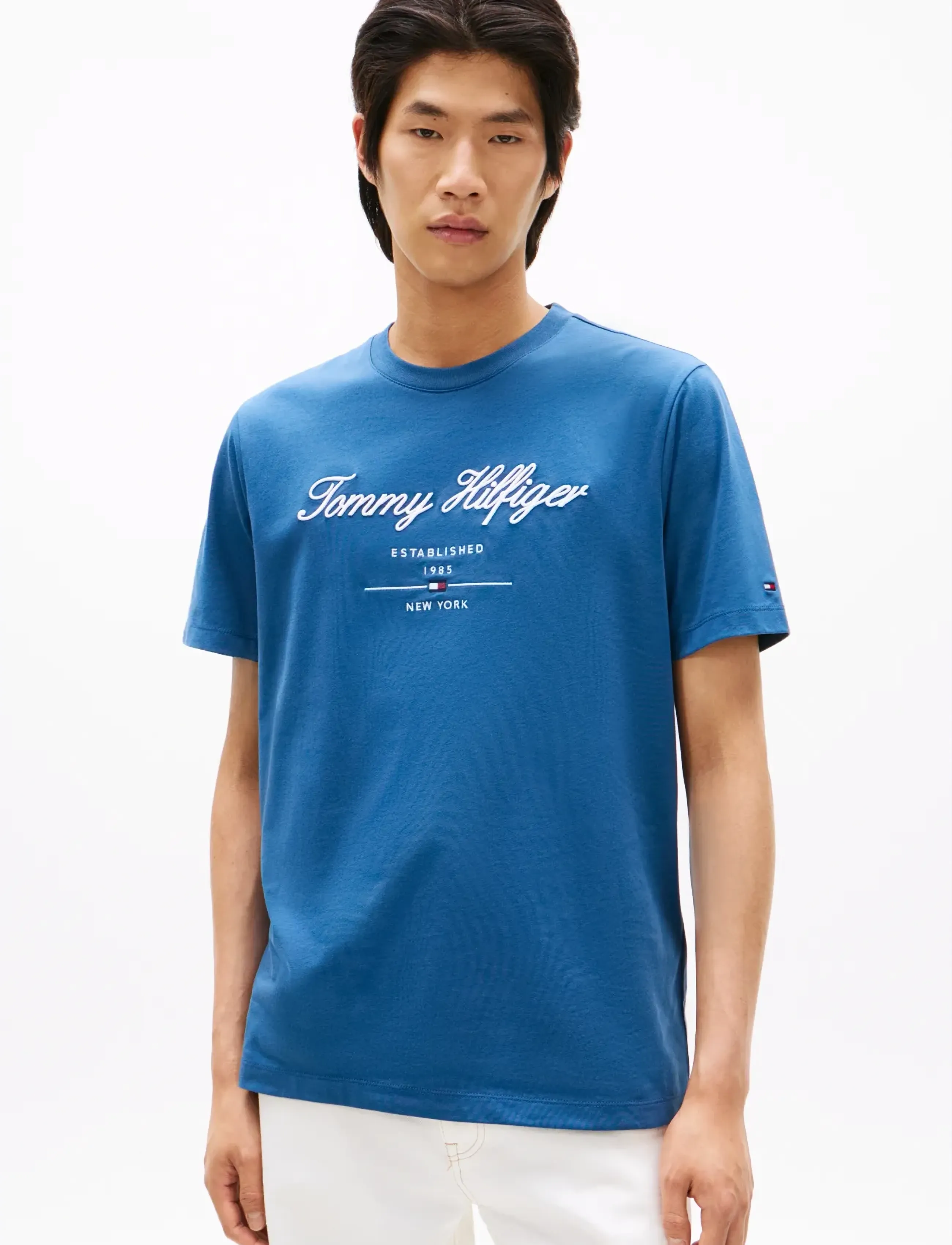Tommy Hilfiger SCRIPT LOGO TEE - Tommy Hilfiger - AEGEAN SEA / blue