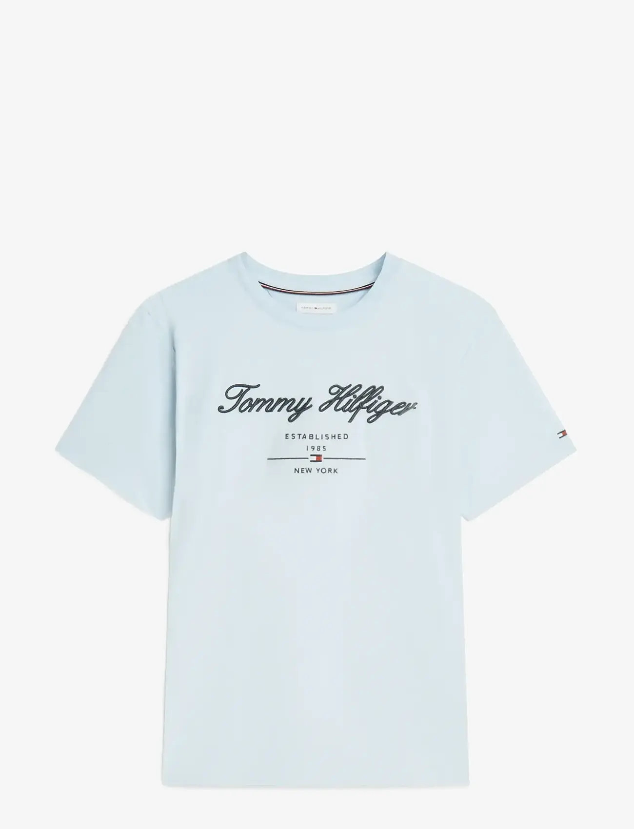 Tommy Hilfiger - SCRIPT LOGO TEE - kortærmede t-shirts - breezy blue - 0