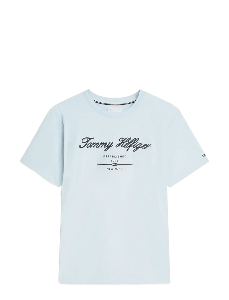 Tommy Hilfiger - SCRIPT LOGO TEE - kortærmede t-shirts - breezy blue - 0