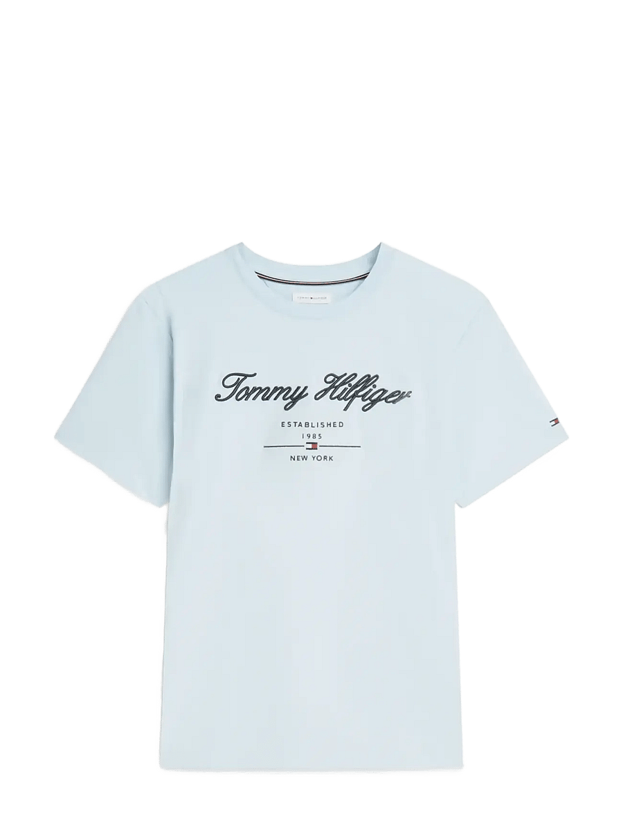 Tommy Hilfiger - SCRIPT LOGO TEE - kurzärmelig - breezy blue - 0