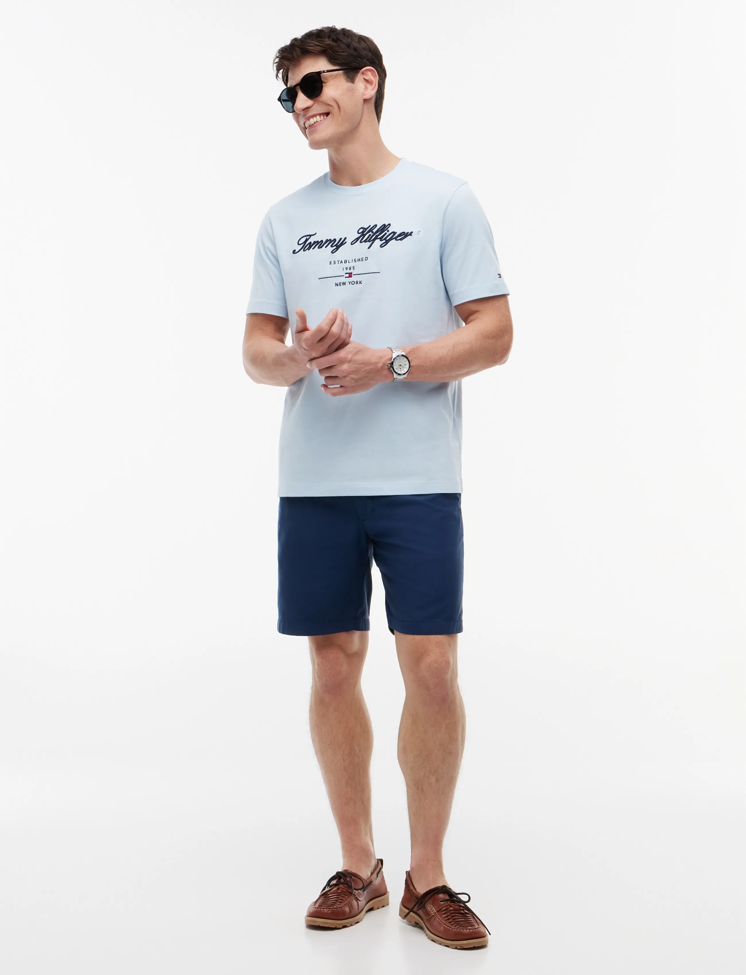 Tommy Hilfiger - SCRIPT LOGO TEE - kortærmede t-shirts - breezy blue - 4