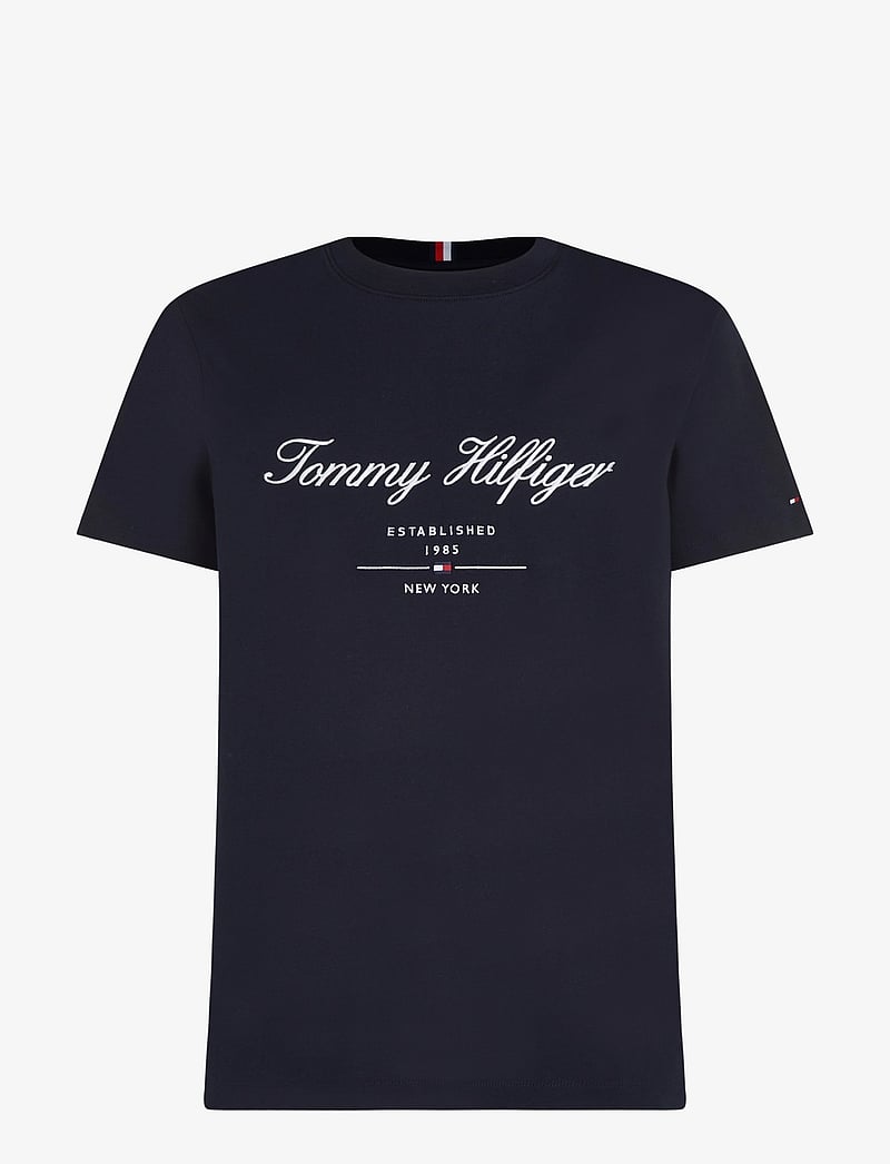 Tommy Hilfiger - SCRIPT LOGO TEE - kortärmade t-shirts - desert sky - 1